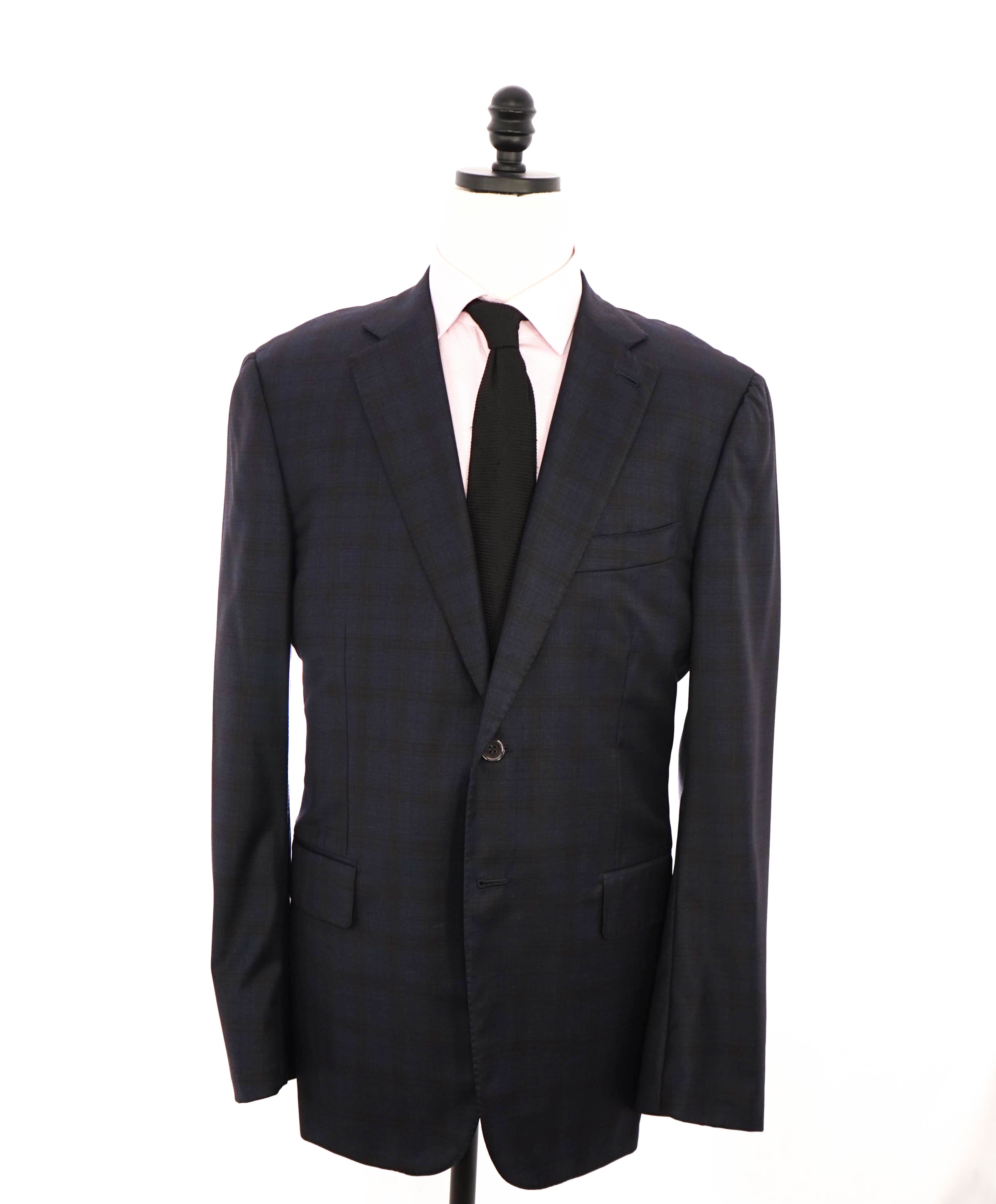 $2,995 ISAIA - SUPER 150's Blue & Brown MOP Button Blazer - 46R