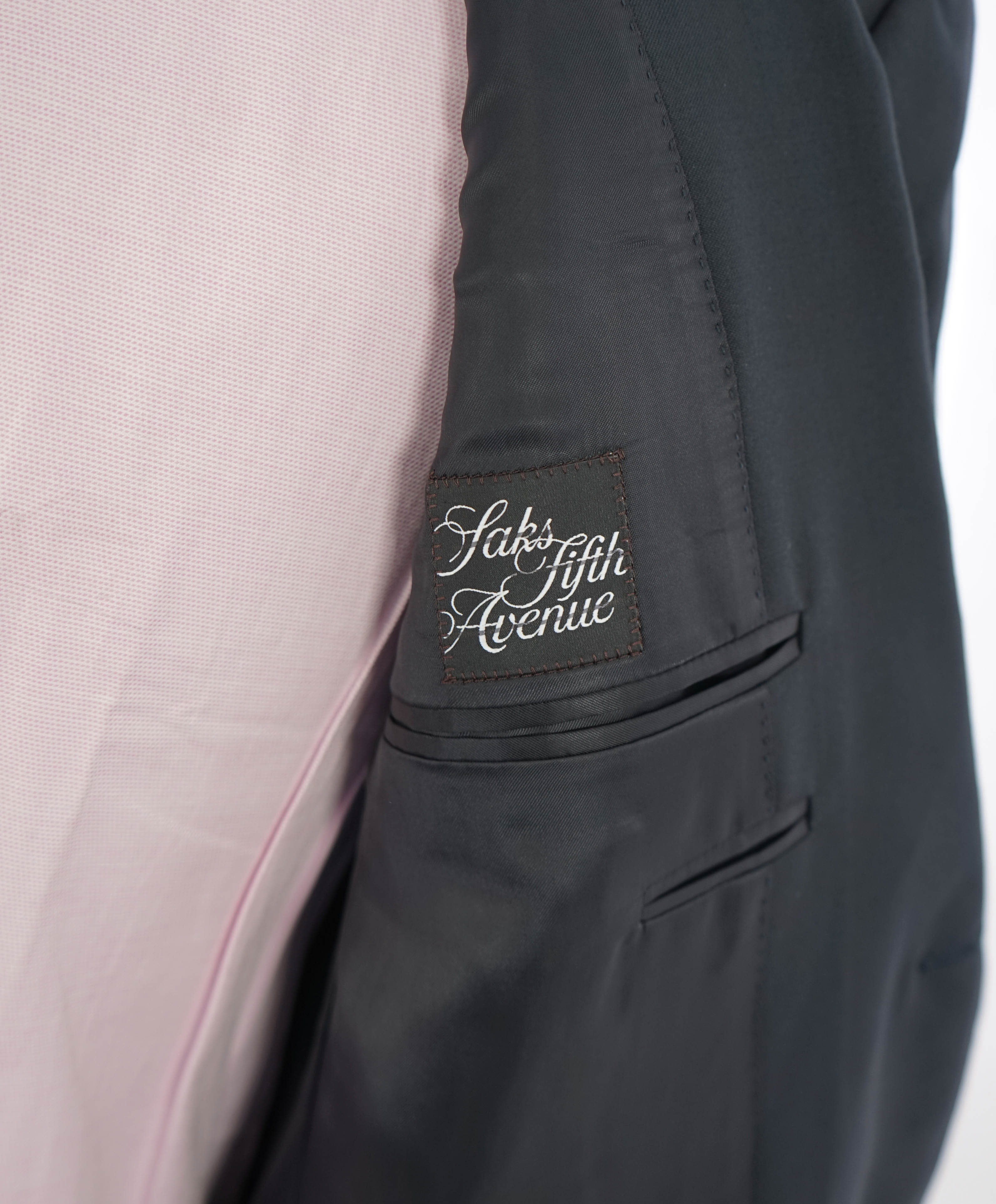 $1,795 CANALI - Black Solid Notch Lapel 2-Btn Blazer - 42R US