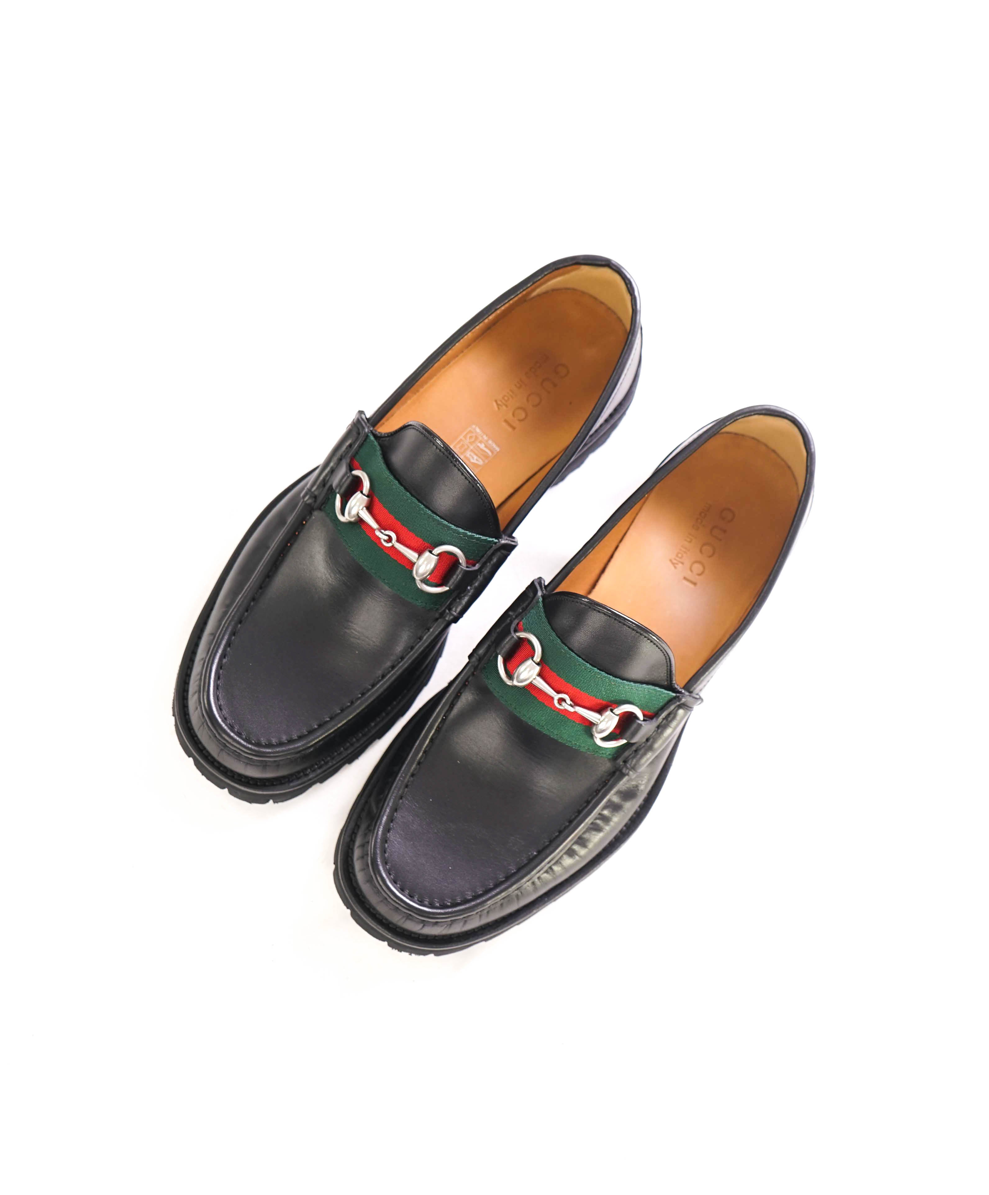 $950 GUCCI - WEB Horse-bit Loafers Black Iconic Style - 8.5US (8 G)