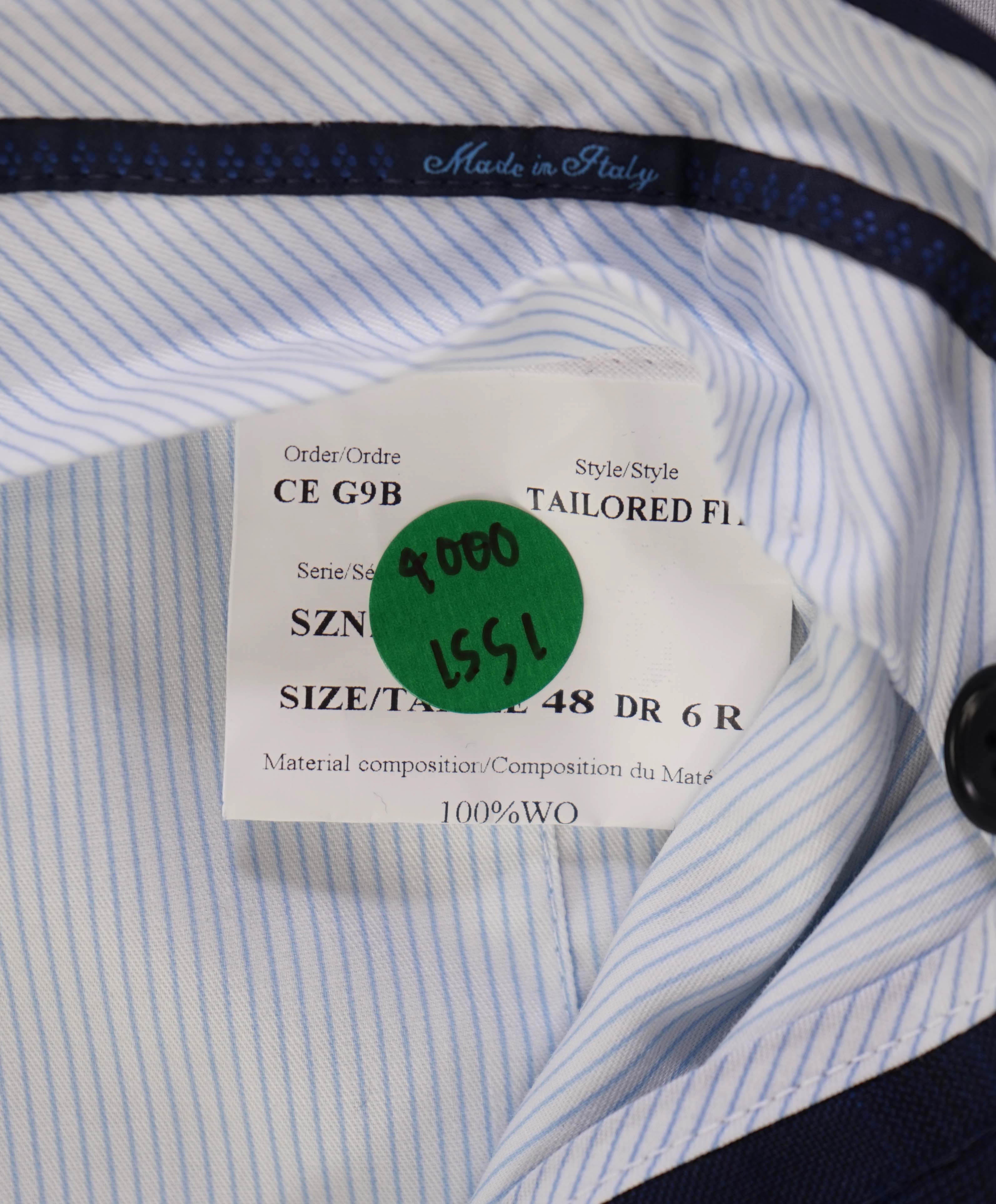 $425 SAKS FIFTH AVE -Wool Blue Check "tailored"MADE ITALY Flat Front Dress Pants- 42W