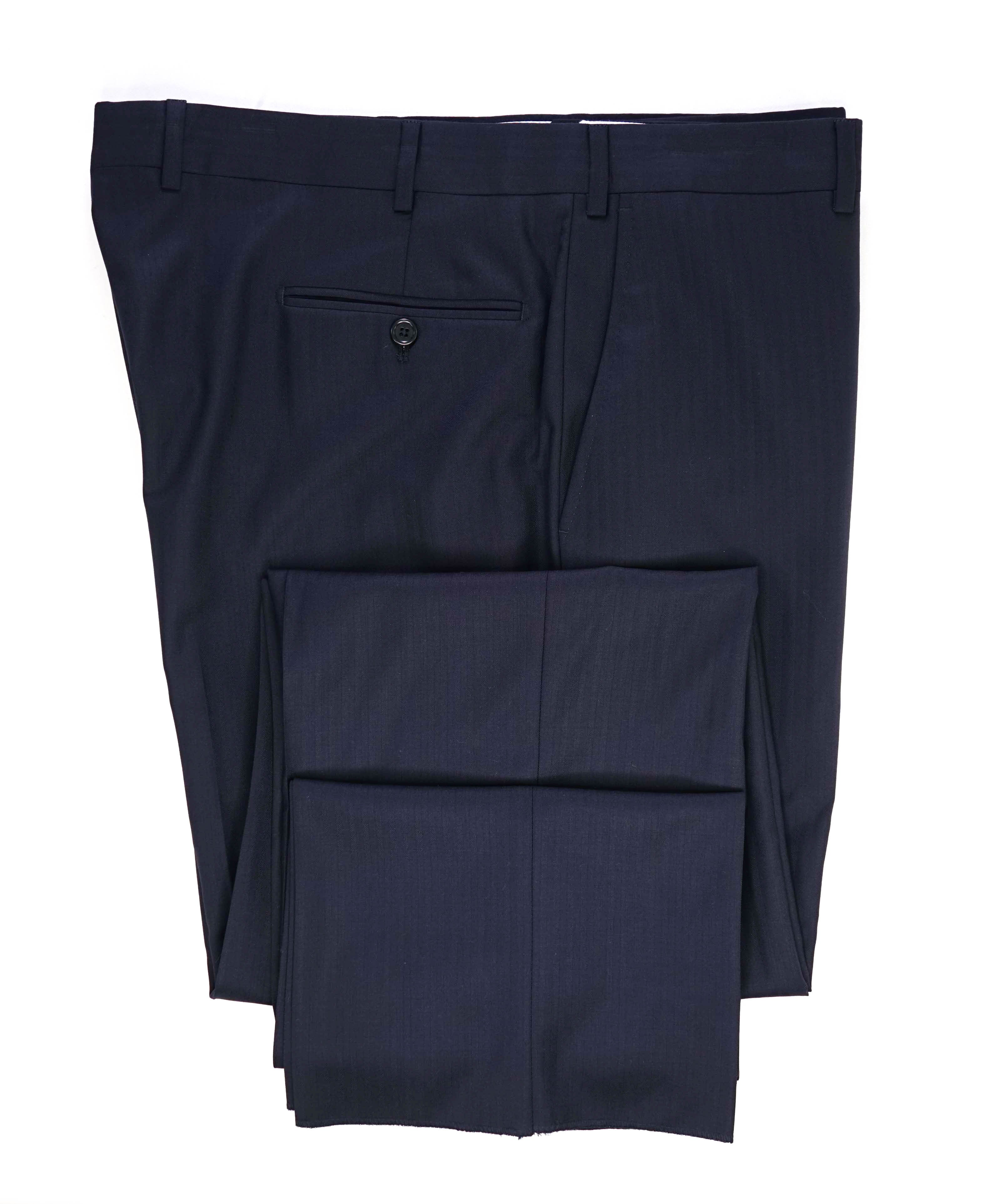 $425 SAKS FIFTH AVE - Navy Wool *CLASSIC* MADE ITALY Flat Front Dress Pants - 40W