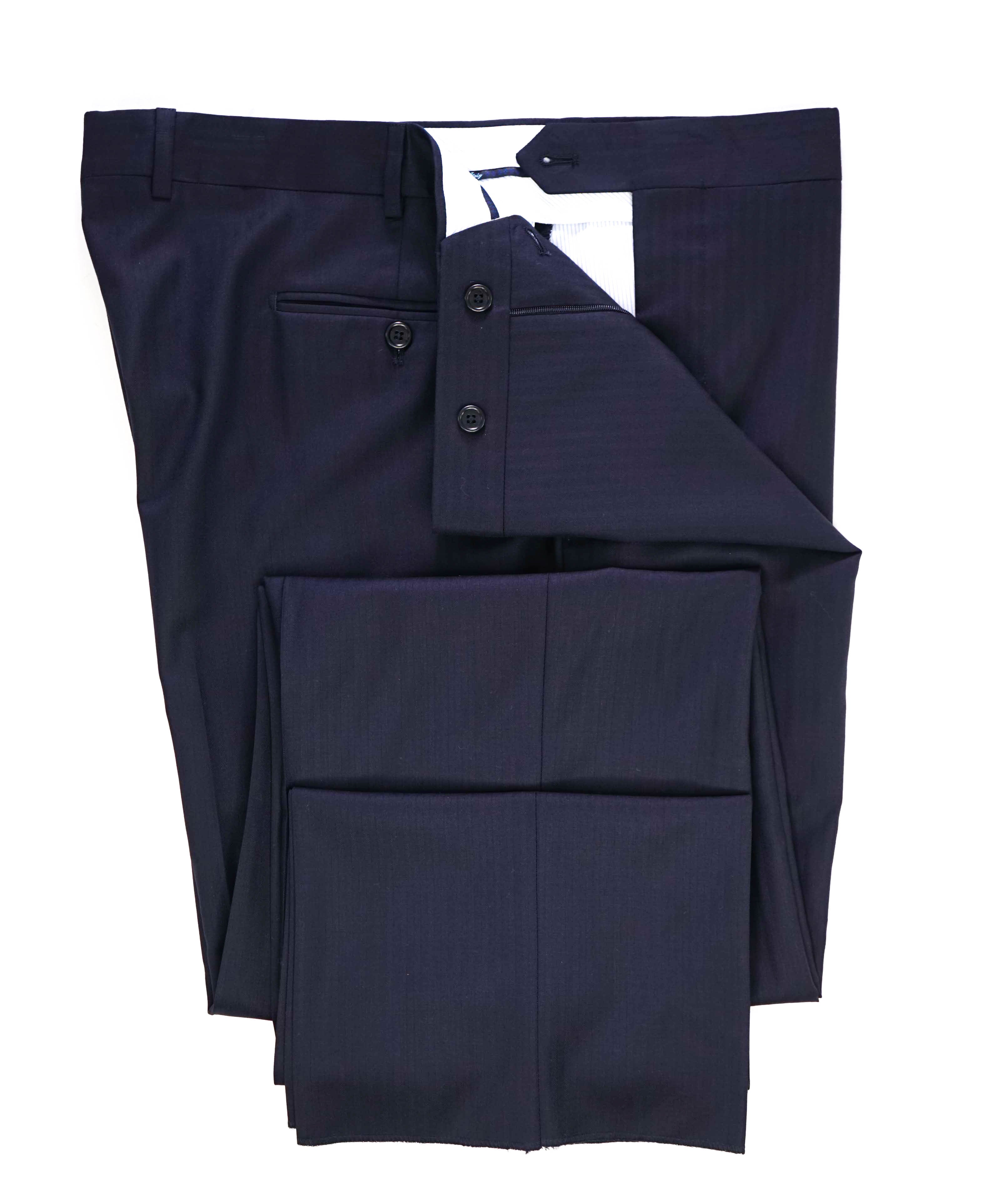 $425 SAKS FIFTH AVE - Navy Wool *CLASSIC* MADE ITALY Flat Front Dress Pants - 40W