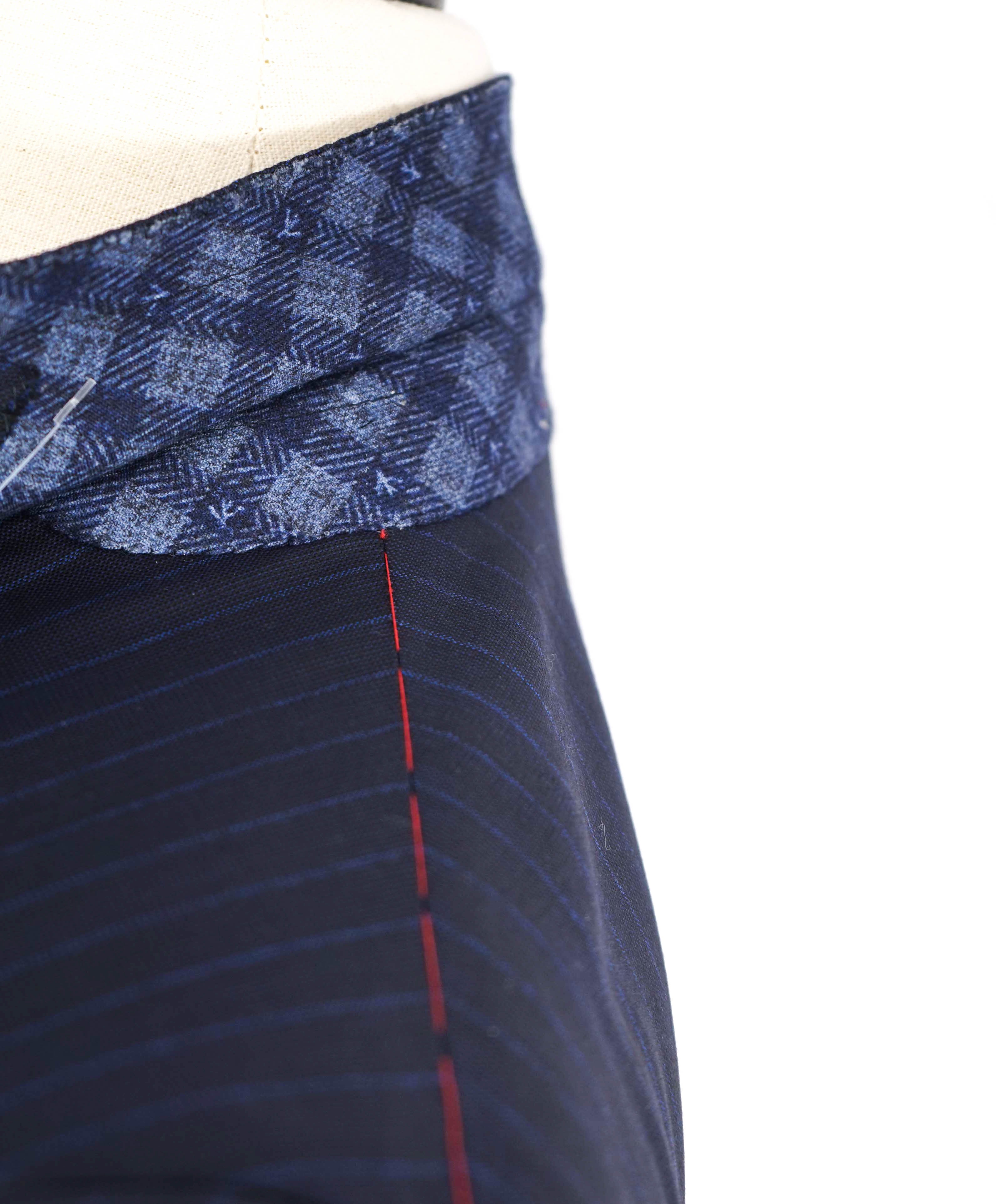 $4,495 ISAIA - Chalk Stripe *AQUASPIDER Base Sanita* Coral Pin Suit - 42L