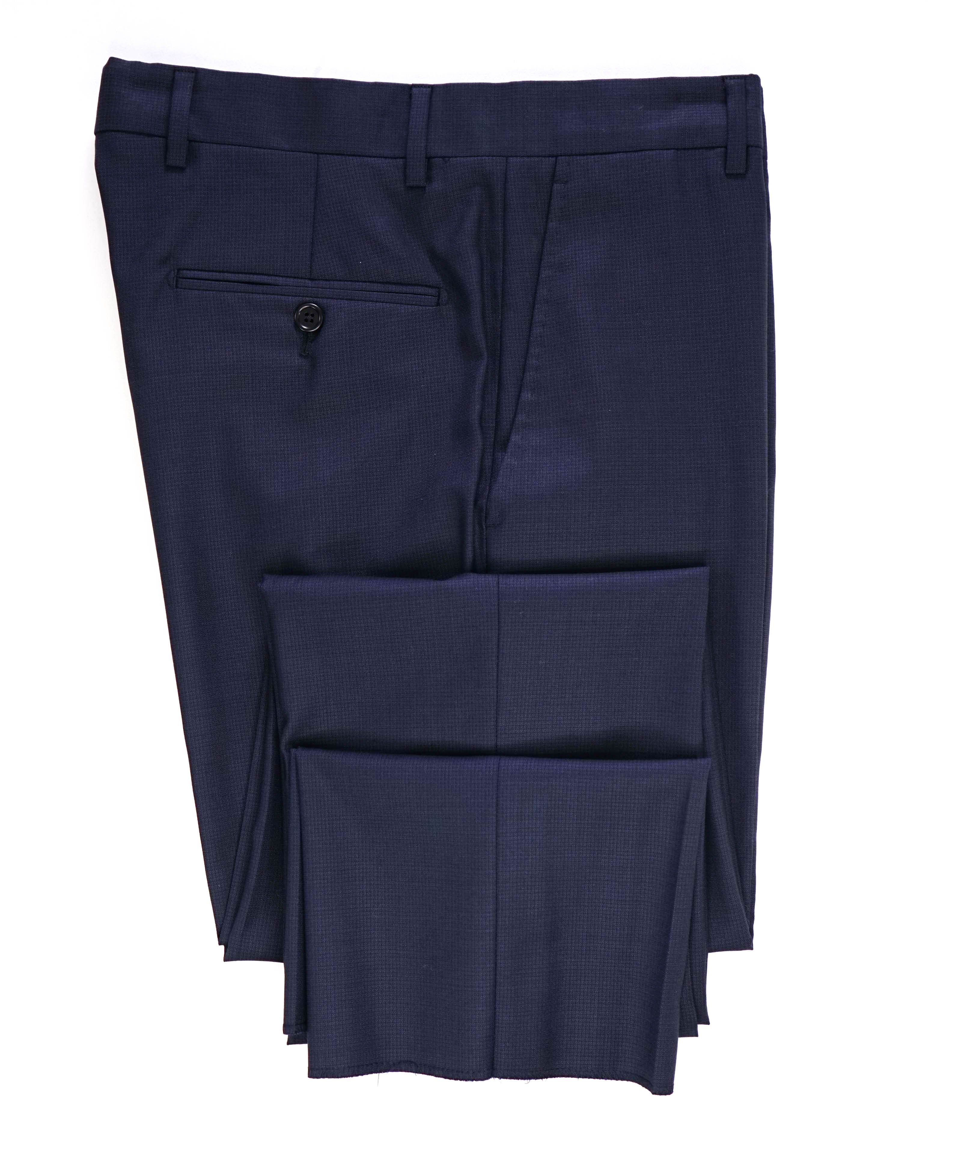 $425 SAKS FIFTH AVE - Navy Textured *Modern* MADE ITALY Flat Front Dress Pants - 32W