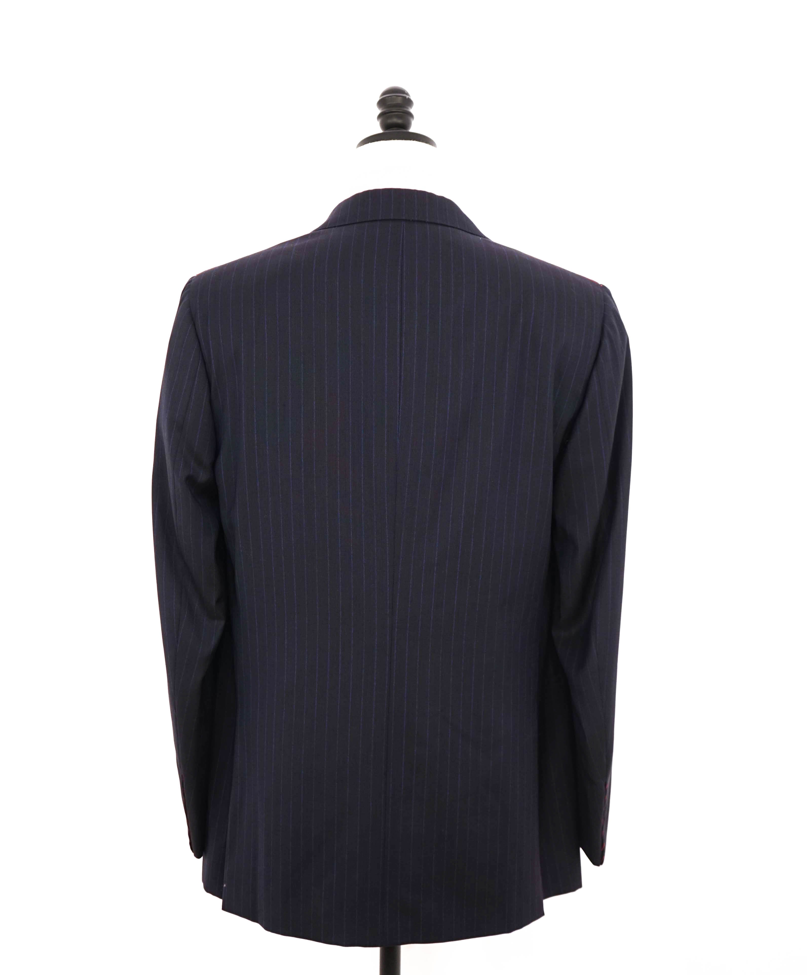 $4,495 ISAIA - Chalk Stripe *AQUASPIDER Base Sanita* Coral Pin Suit - 42L