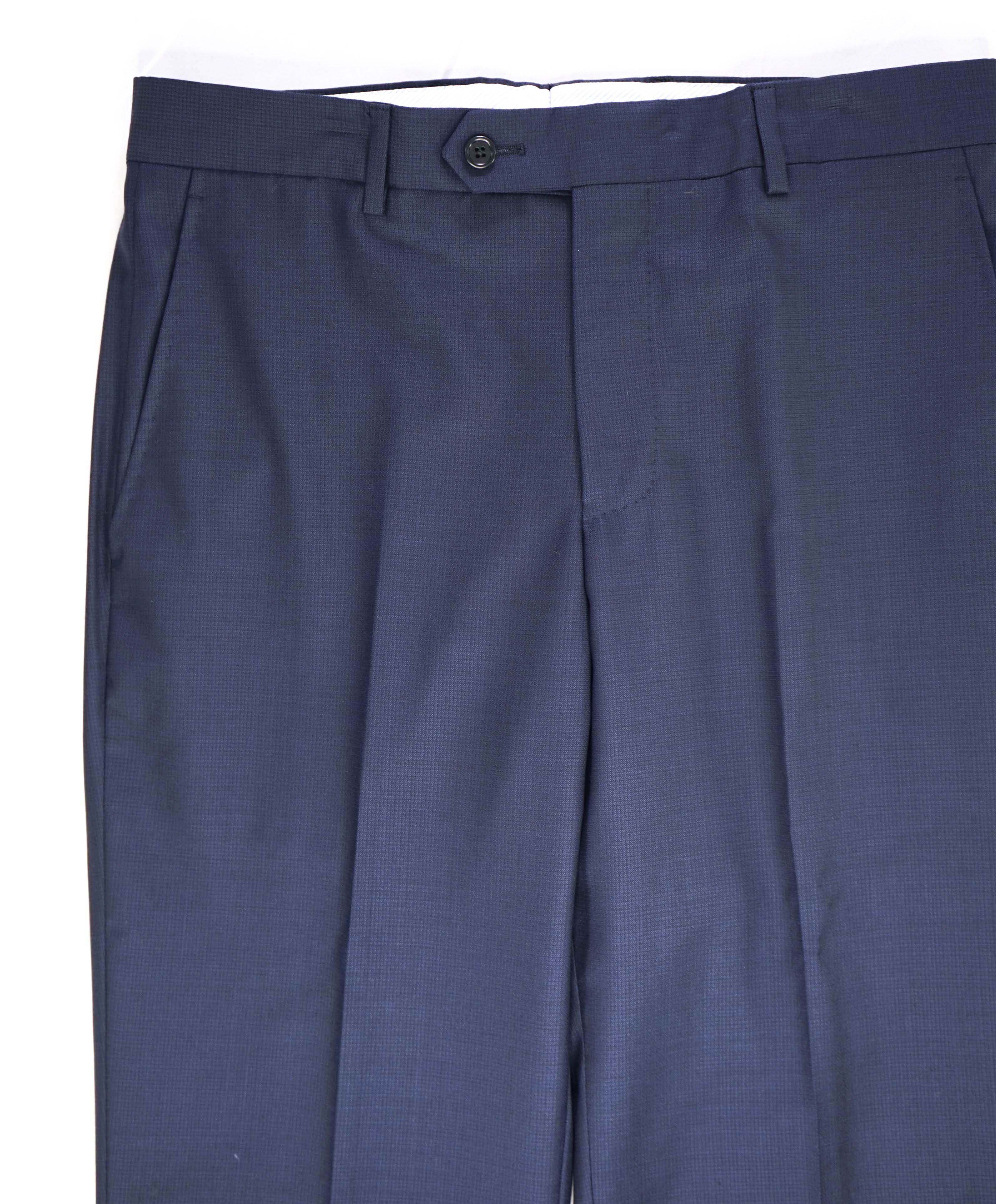 $425 SAKS FIFTH AVE - Navy Textured *Modern* MADE ITALY Flat Front Dress Pants - 32W