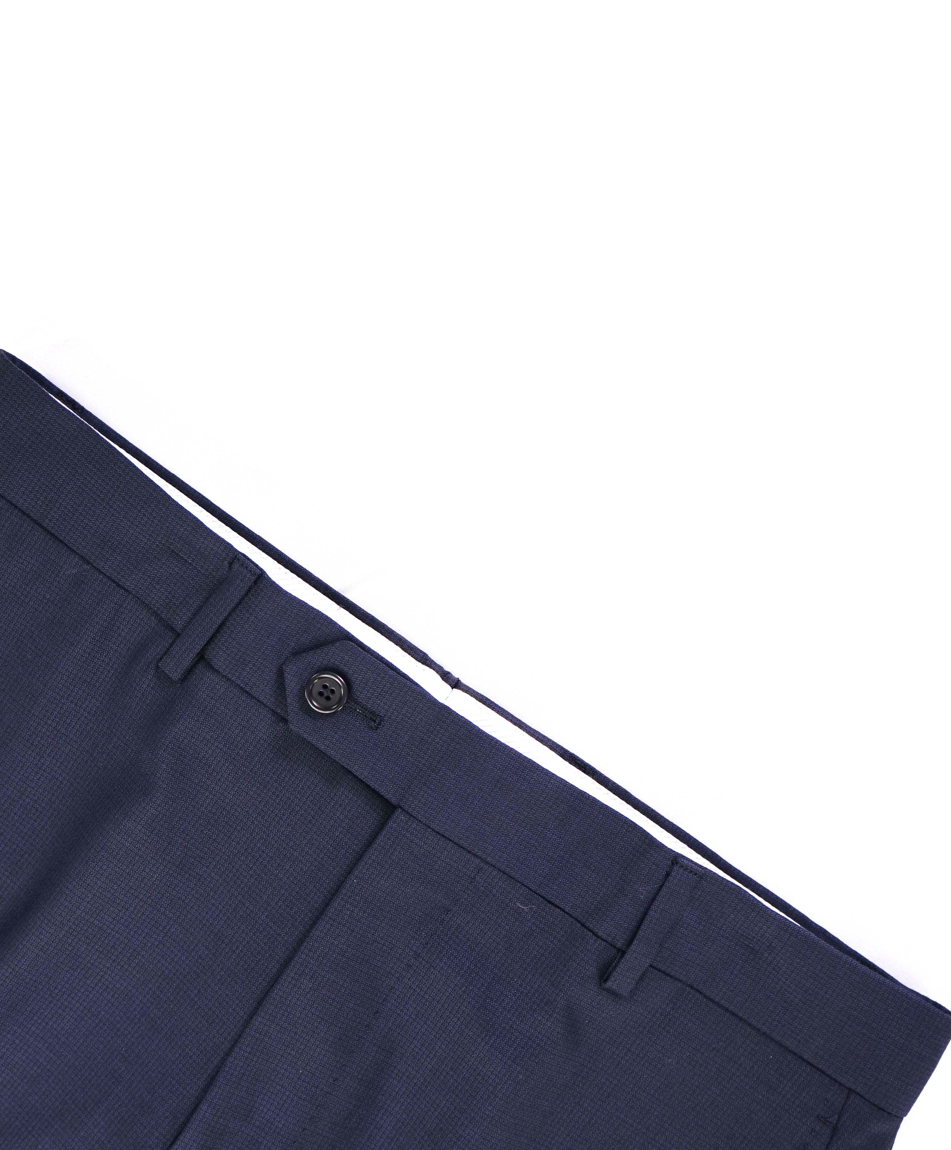 $425 SAKS FIFTH AVE - Navy Textured *Modern* MADE ITALY Flat Front Dress Pants - 32W