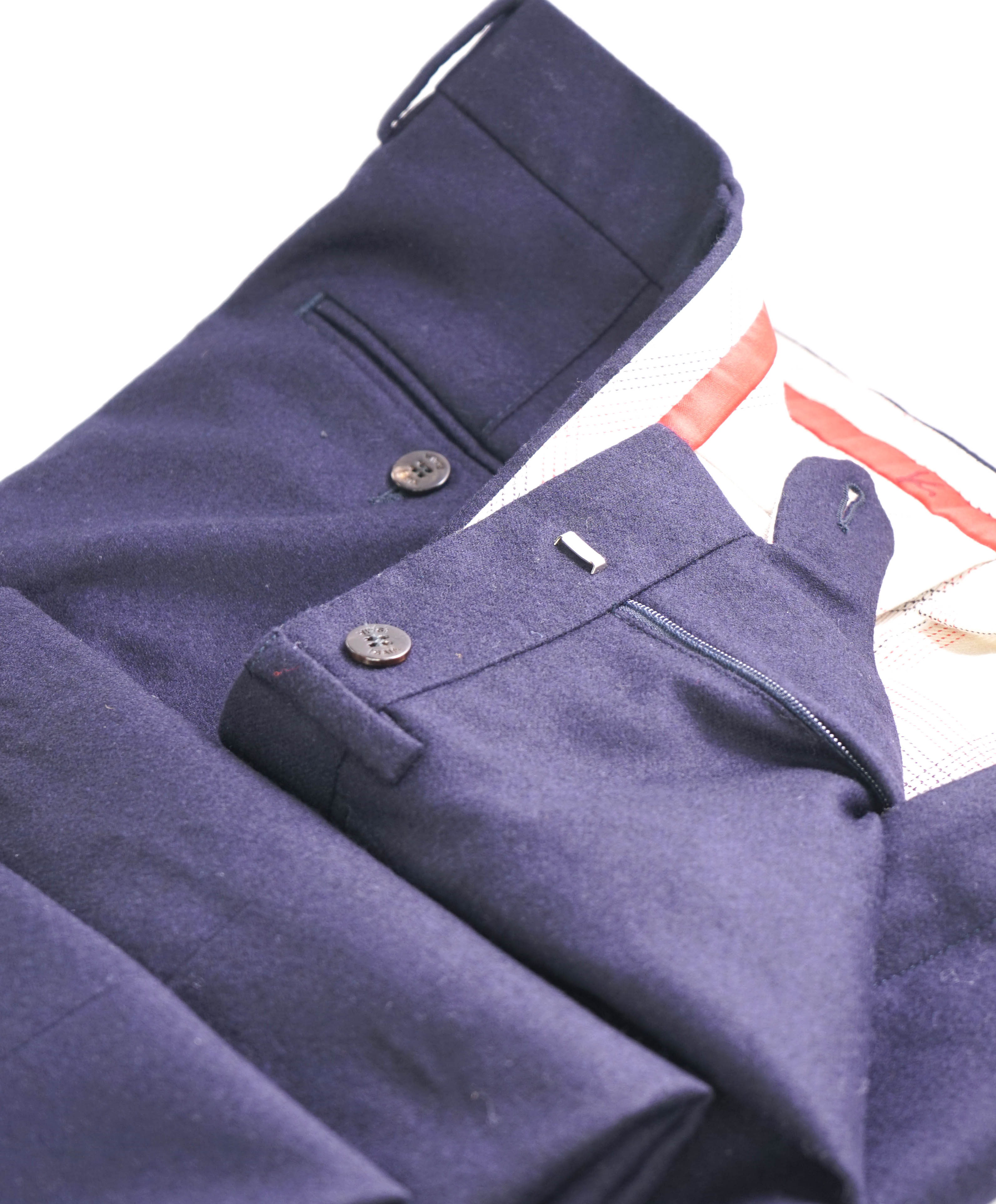 $795 ISAIA - Pure Wool Blue 5-Pocket Flat Front Dress Pants - 34W (50EU)