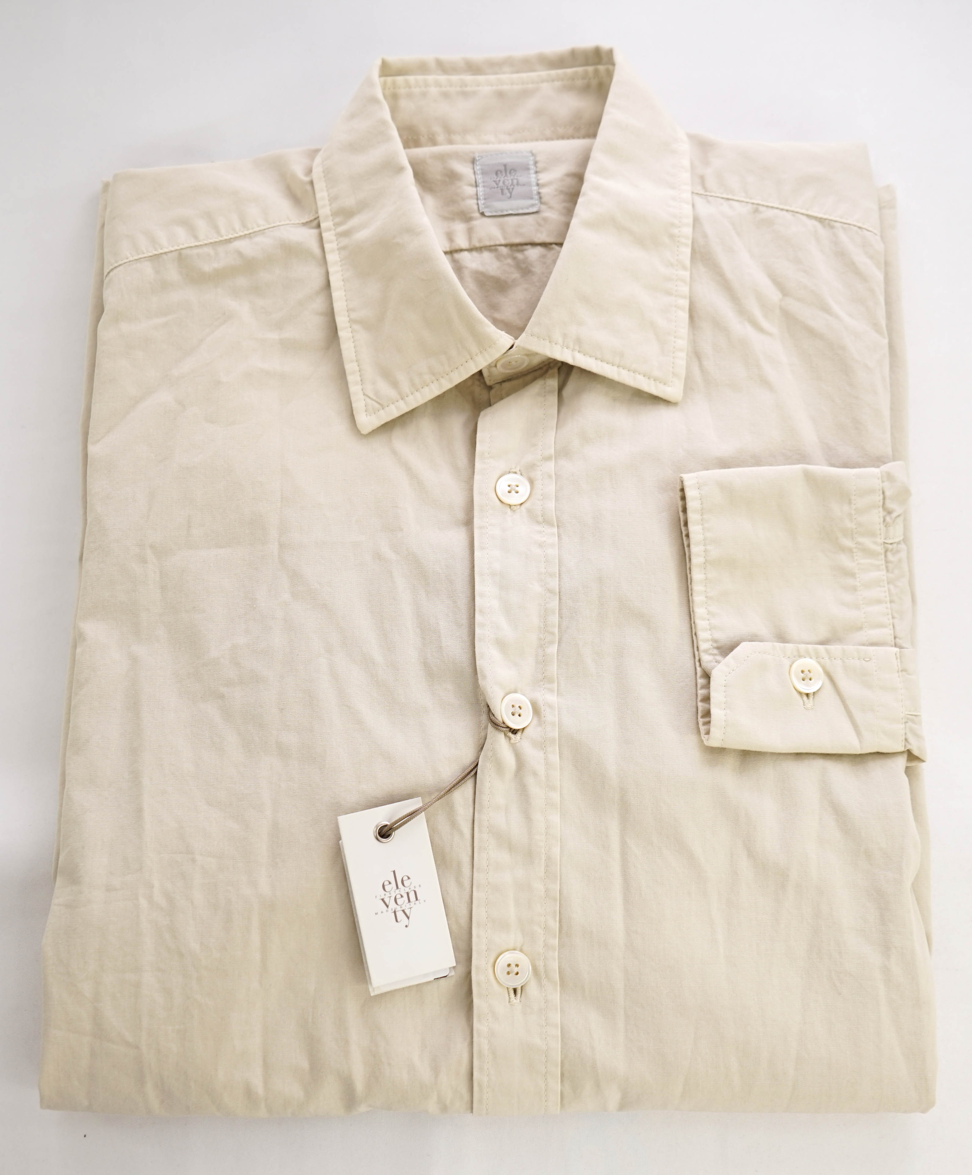$395 ELEVENTY - Beige Cotton Safari Style Shirt - M
