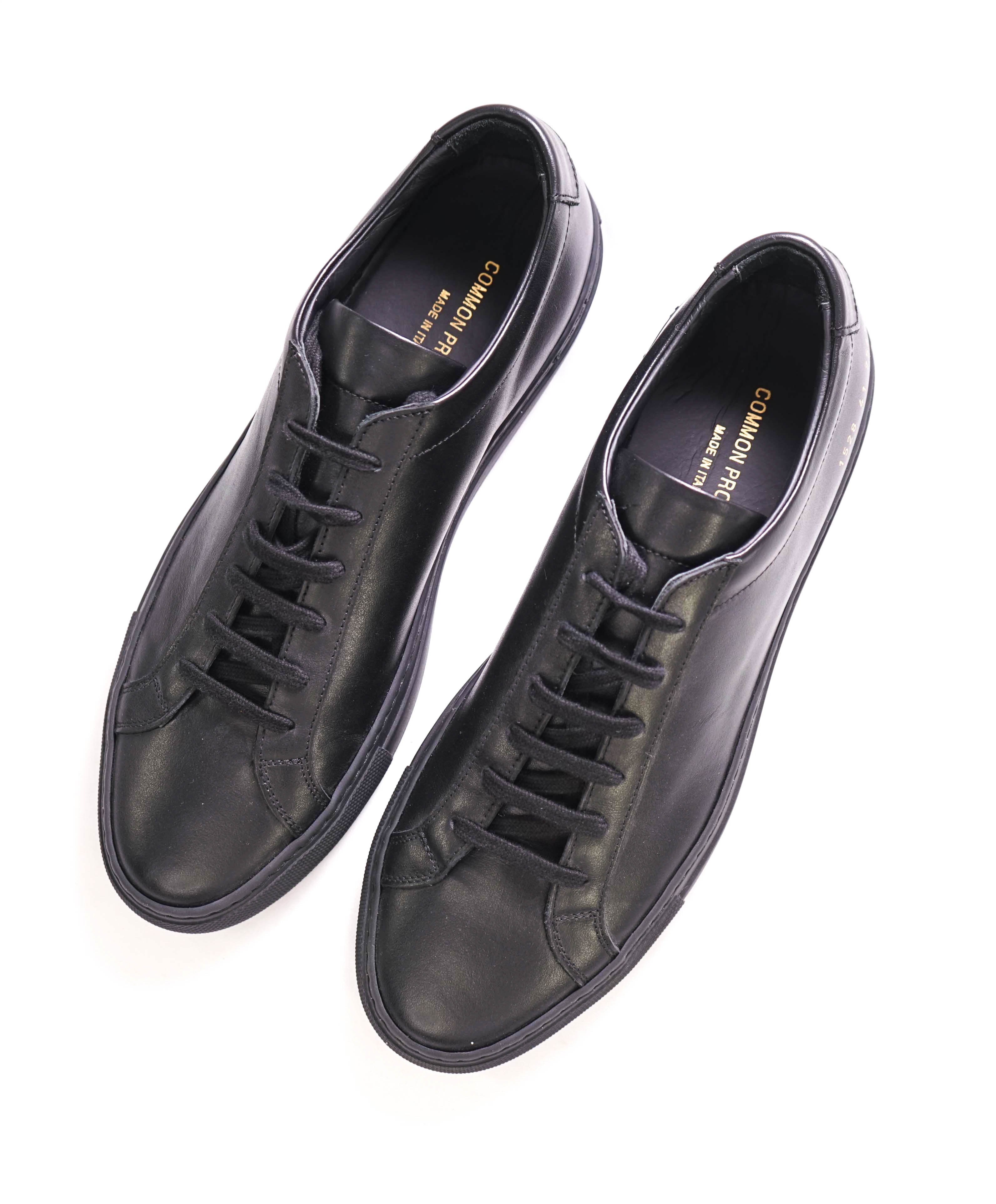 $440 COMMON PROJECTS - "Achilles" Black Leather Sneakers - 8 US (41EU)