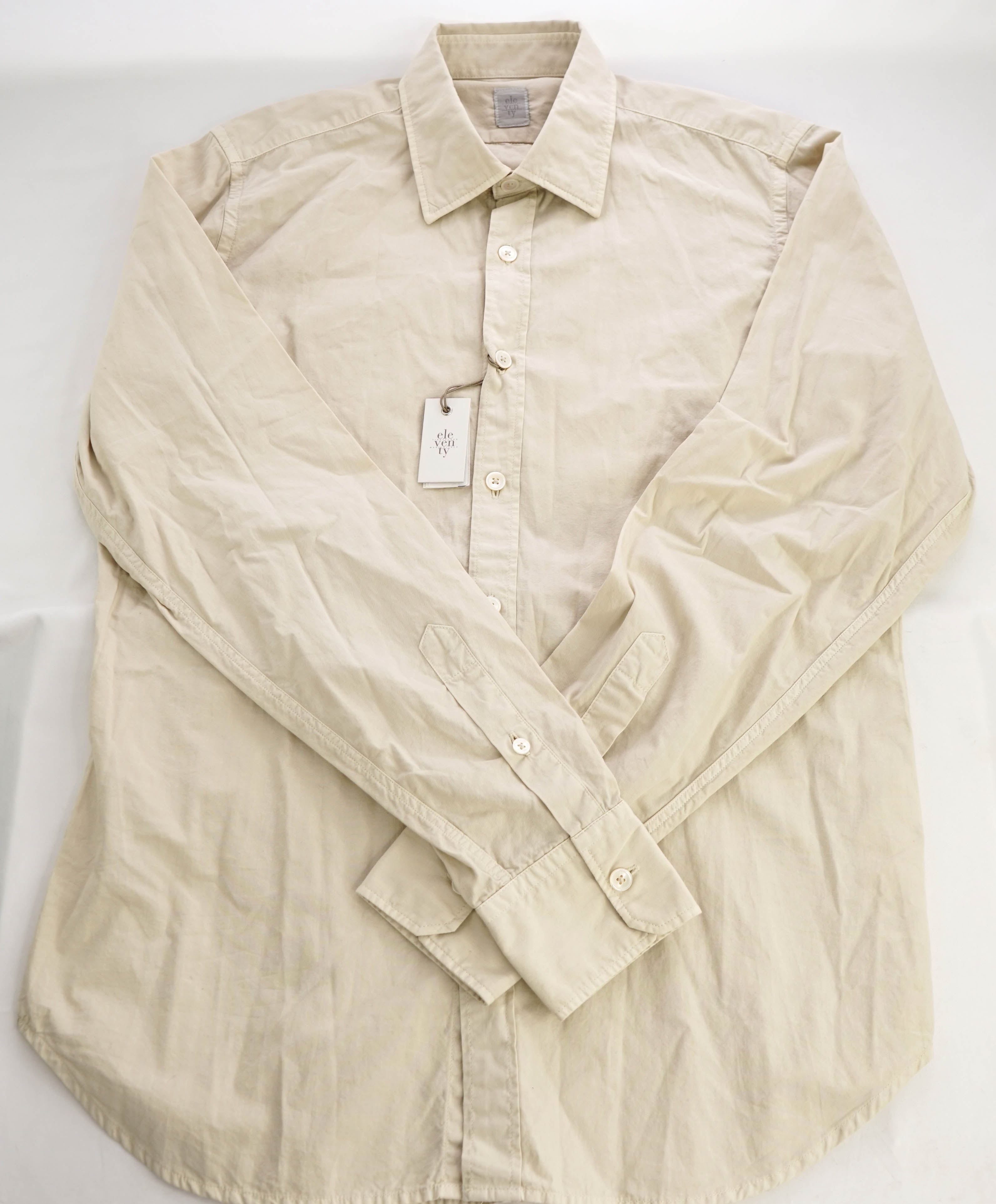 $395 ELEVENTY - Beige Cotton Safari Style Shirt - M