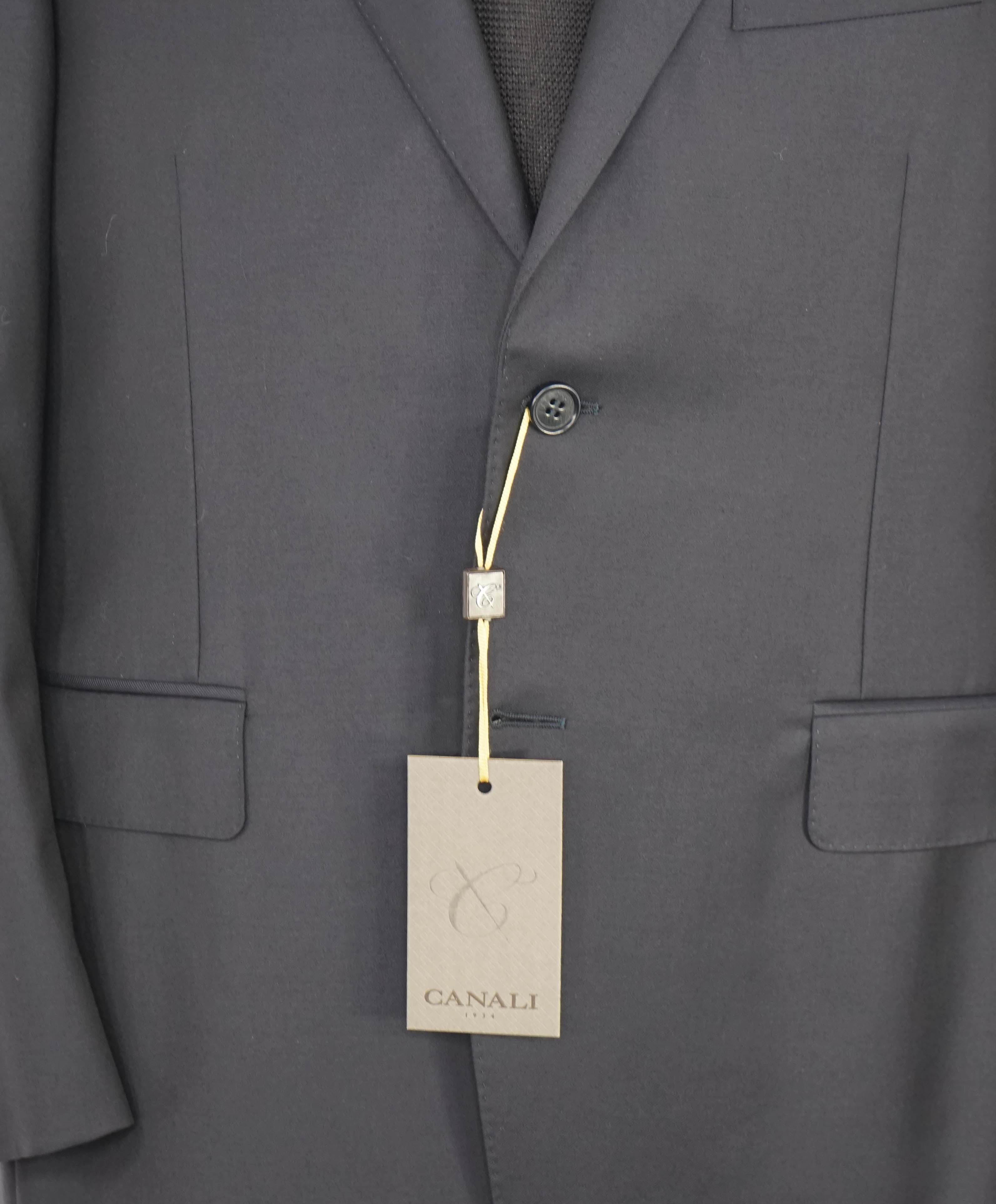 $1,795 CANALI - *CLOSET STAPLE*  Solid Navy Blue Notch Lapel Blazer - 46R US
