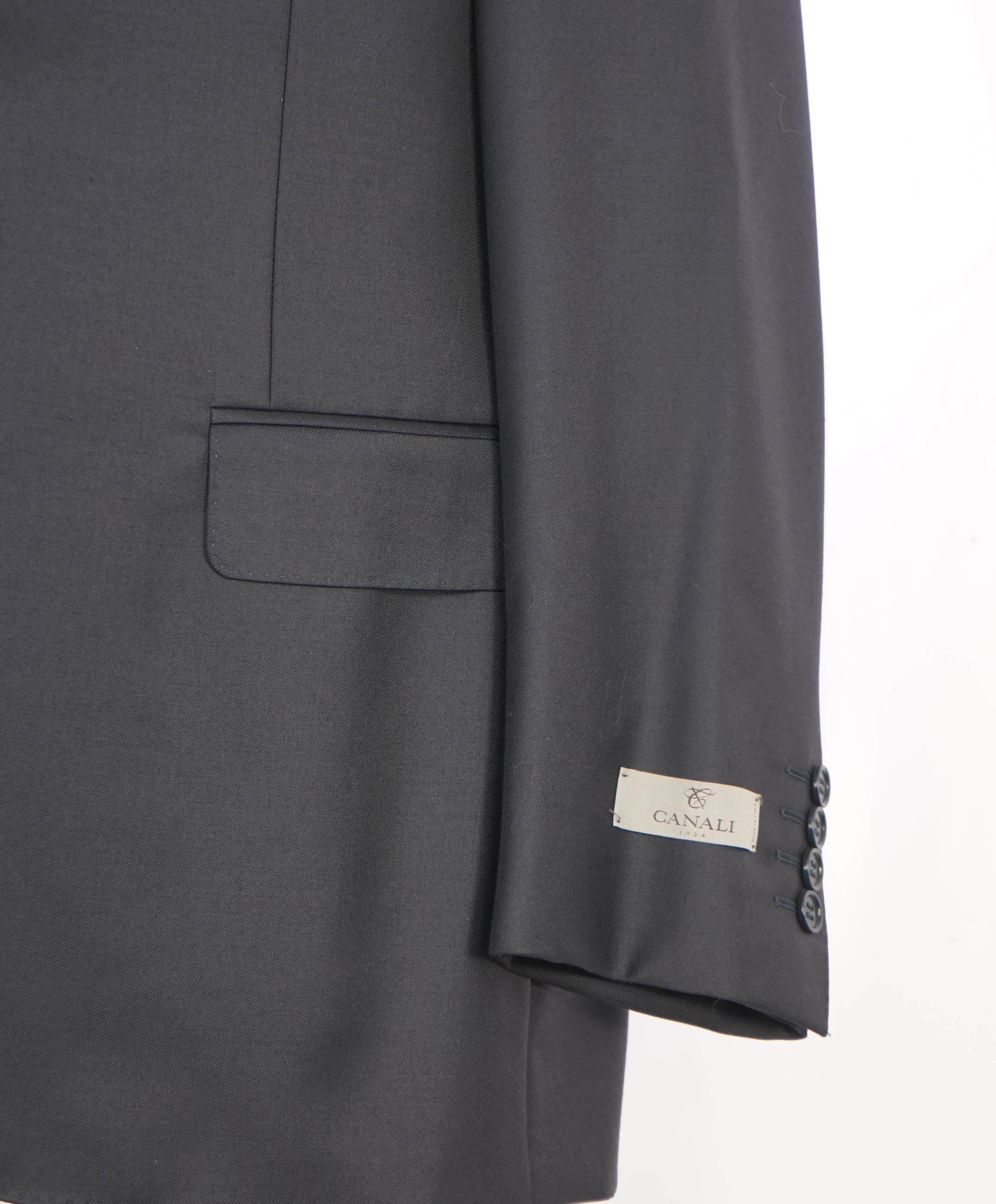 $1,795 CANALI - *CLOSET STAPLE*  Solid Navy Blue Notch Lapel Blazer - 46R US