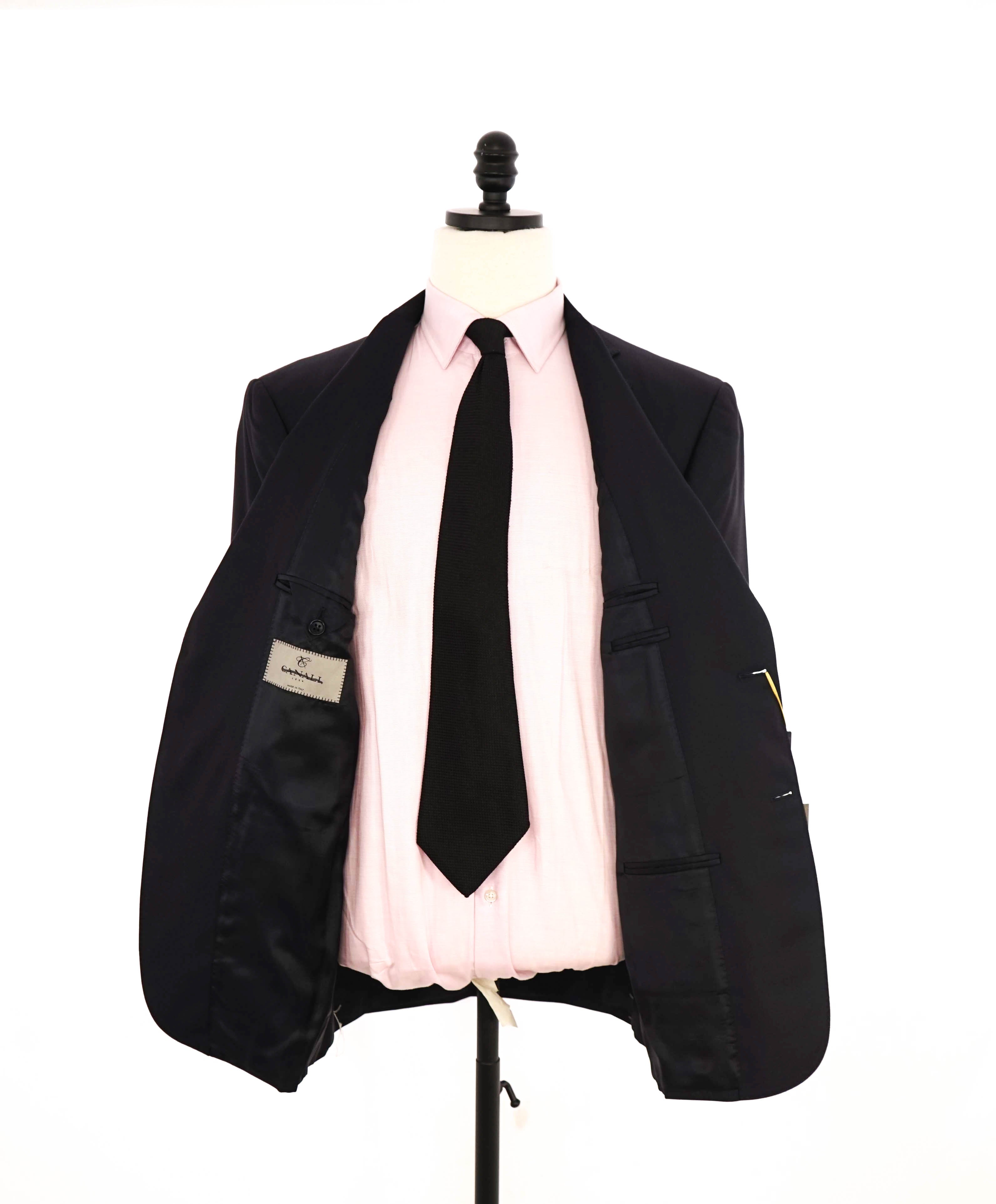 $1,795 CANALI - *CLOSET STAPLE*  Solid Navy Blue Notch Lapel Blazer - 46R US
