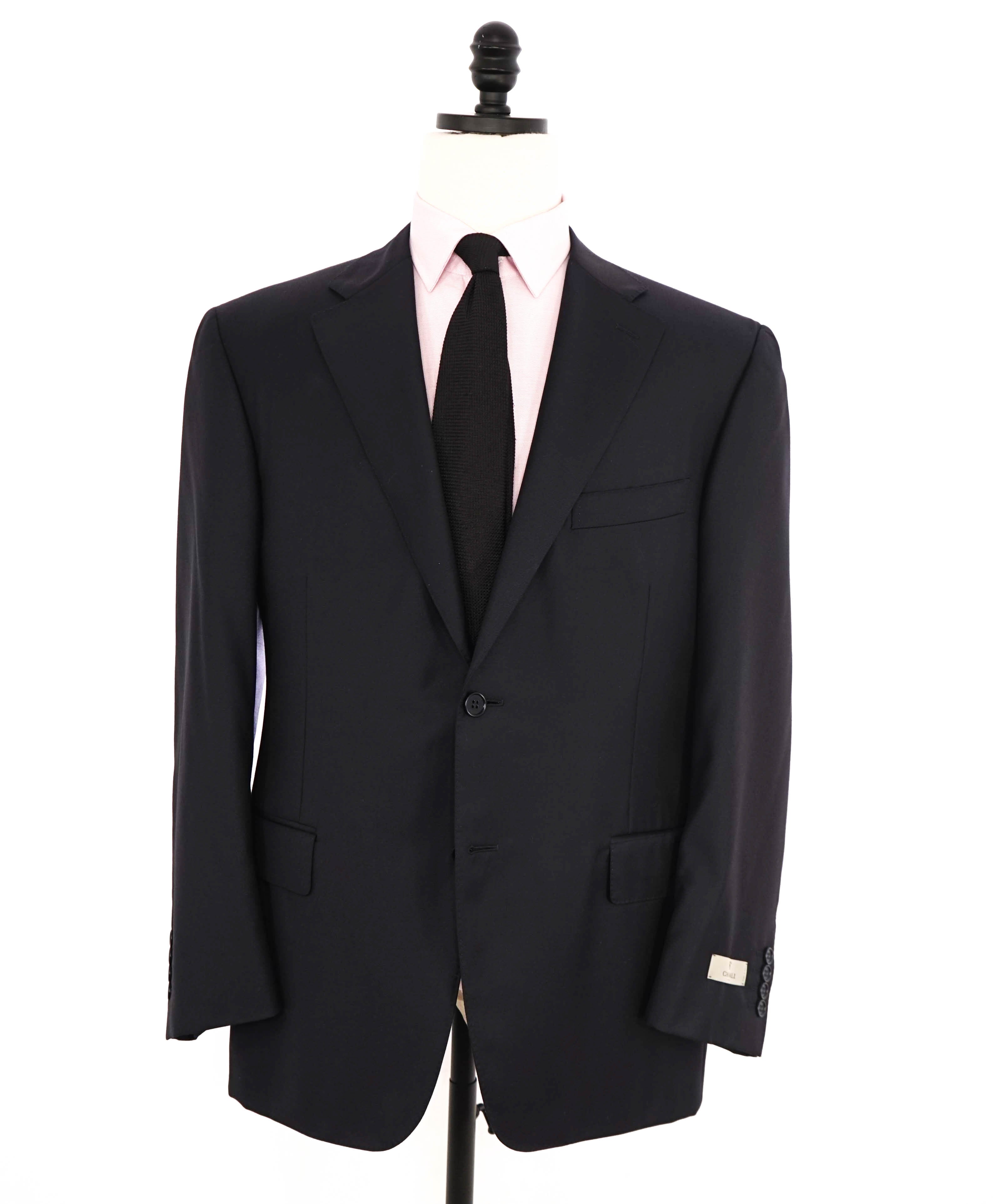 $1,795 CANALI - *CLOSET STAPLE* Solid Navy Blue Notch Lapel Blazer - 44S US