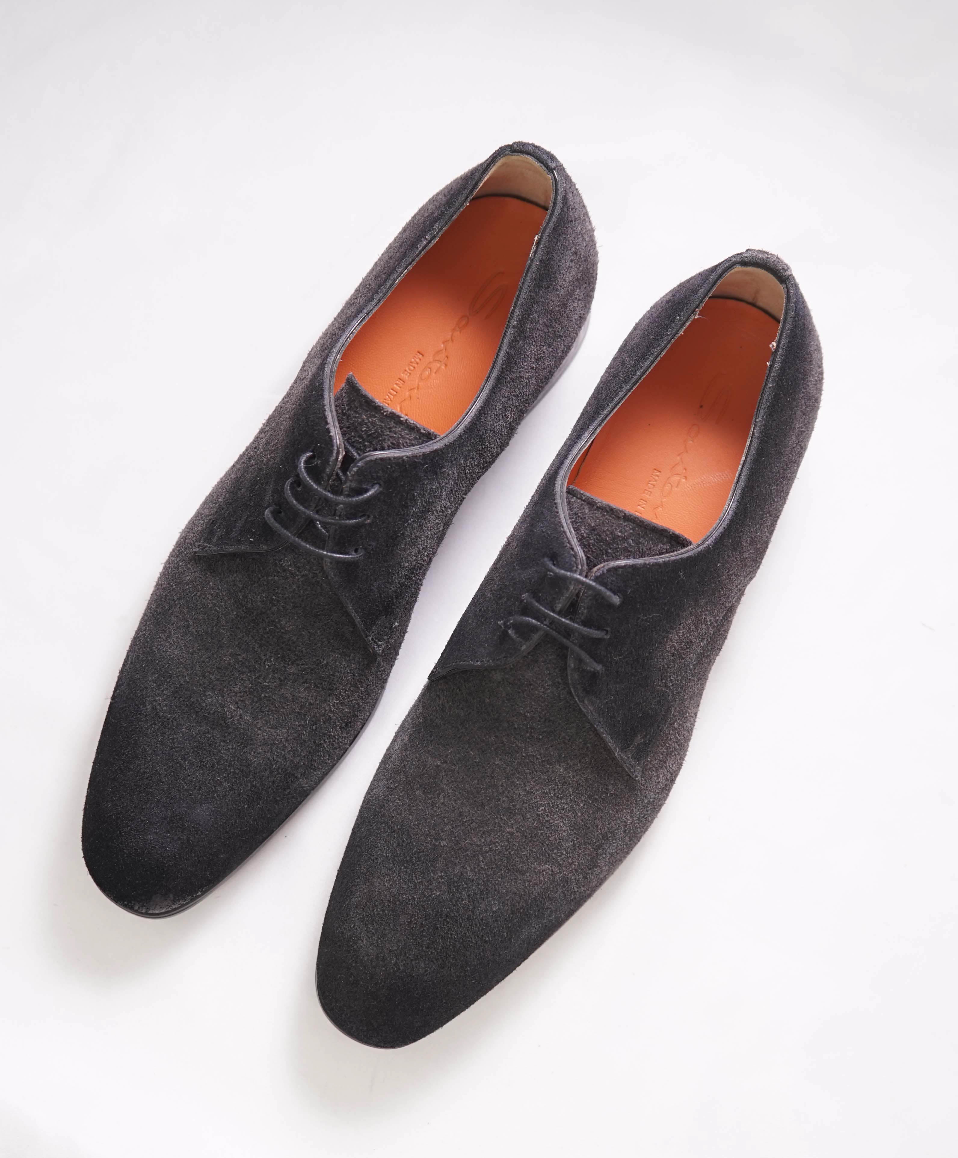 $720 SANTONI - Gray Ombre Suede Derby Round Toe Oxfords - 9US (8Santoni)