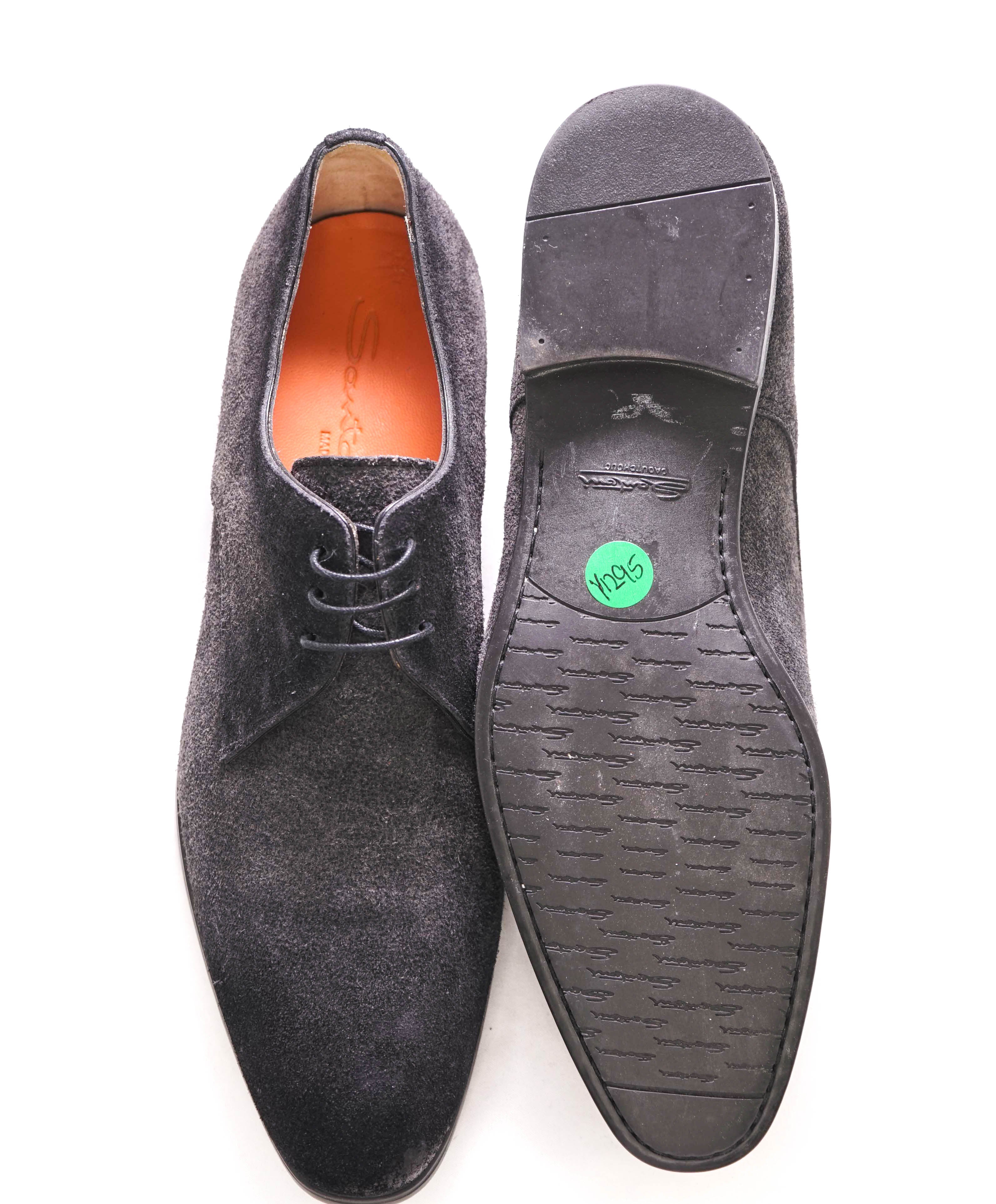 $720 SANTONI - Gray Ombre Suede Derby Round Toe Oxfords - 9US (8Santoni)