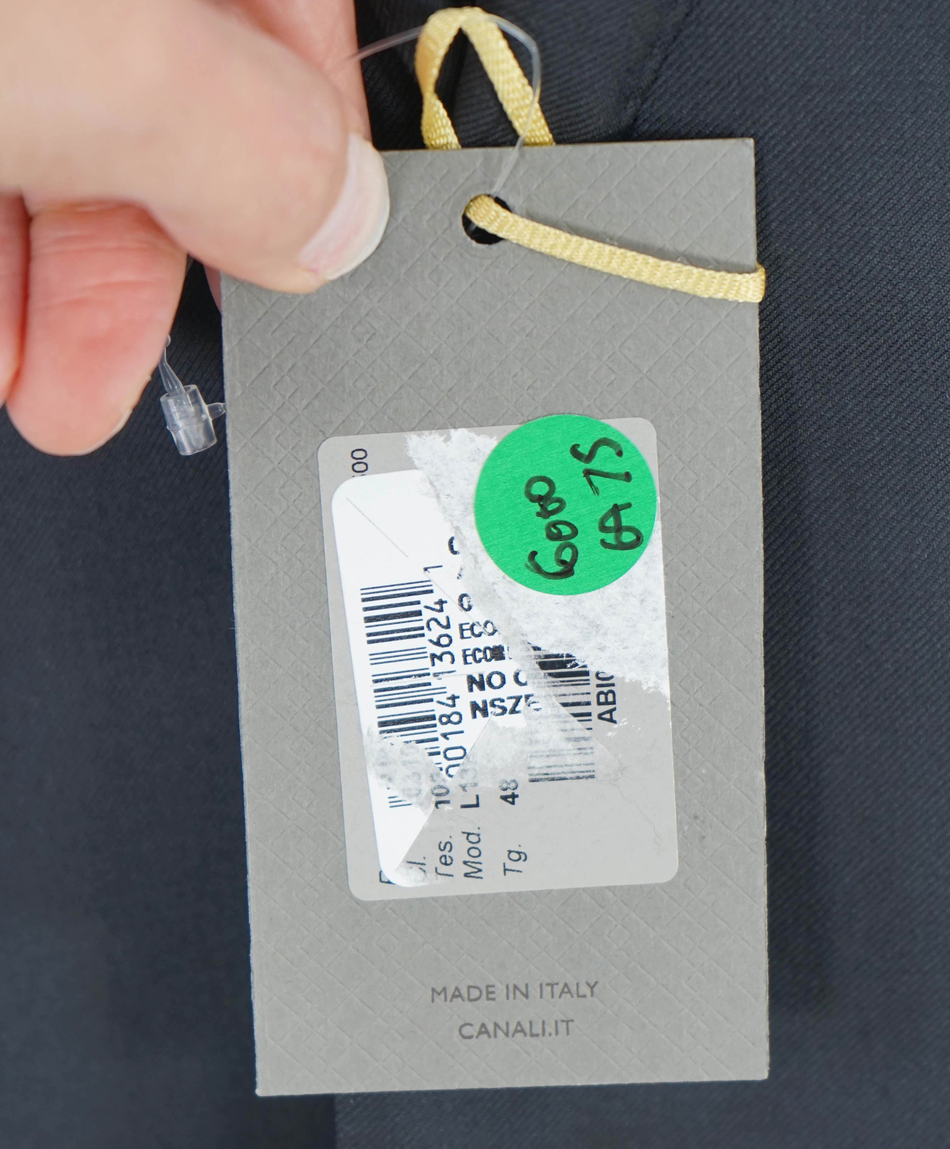 $1,795 CANALI - Black Solid Notch Lapel 2-Btn Blazer - 38S US
