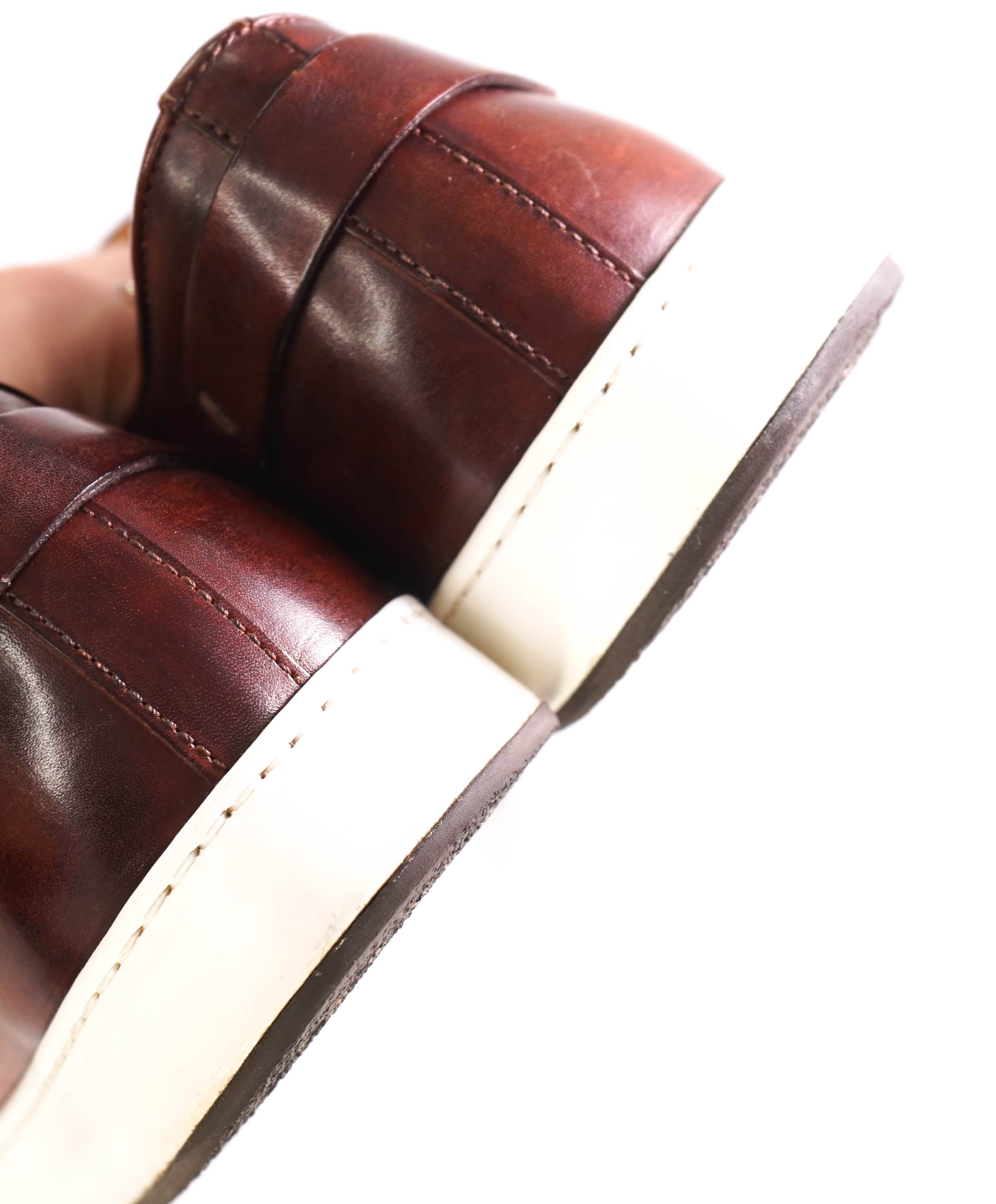 $1,295 SANTONI - Brown Hand Patina Full Leather Sneaker - 9 (8 IT)