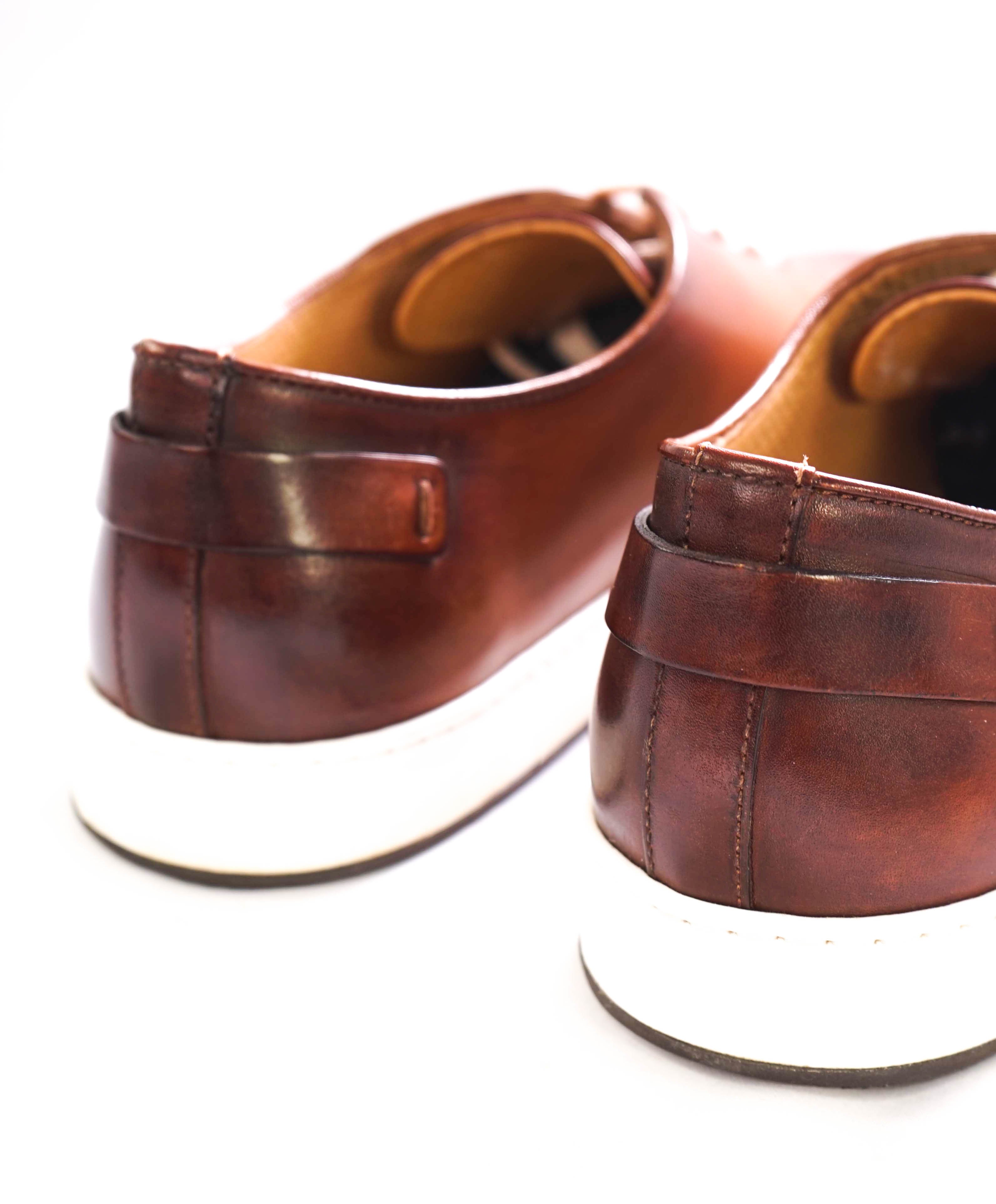 $1,295 SANTONI - Brown Hand Patina Full Leather Sneaker - 9 (8 IT)