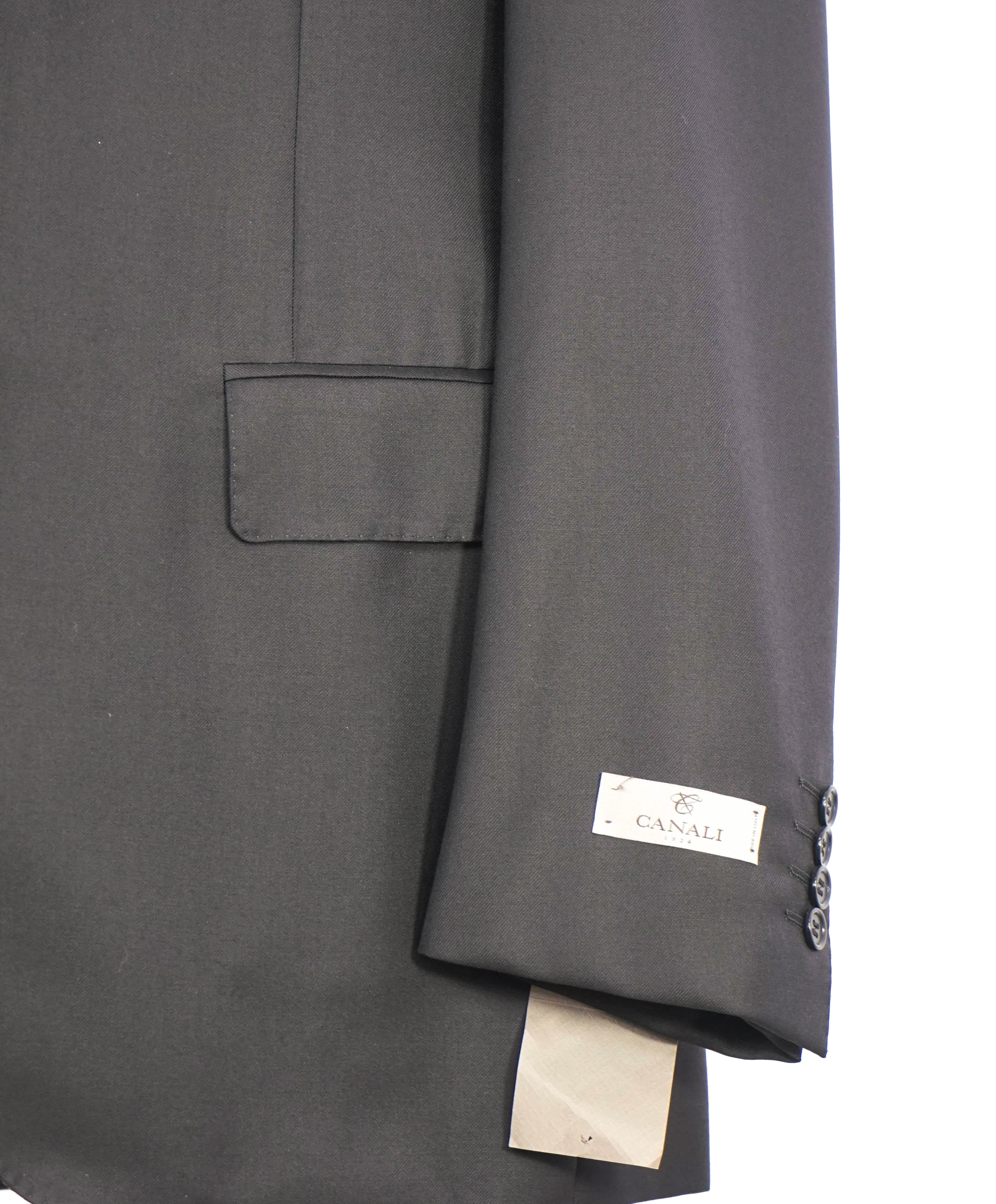 $1,795 CANALI -  Black Solid Notch Lapel 2-Btn Blazer - 40L US