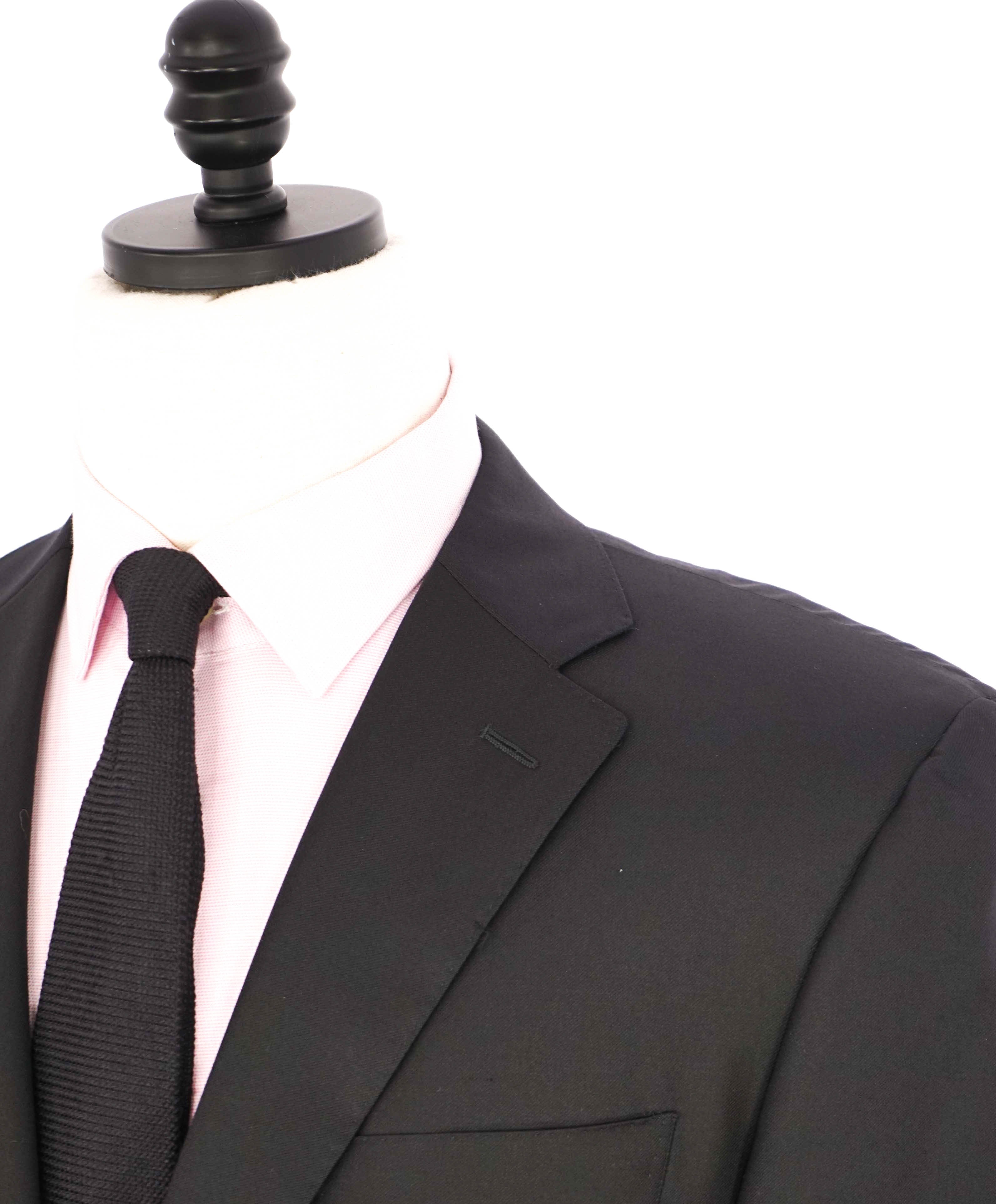 $1,795 CANALI -  Black Solid Notch Lapel 2-Btn Blazer - 40L US