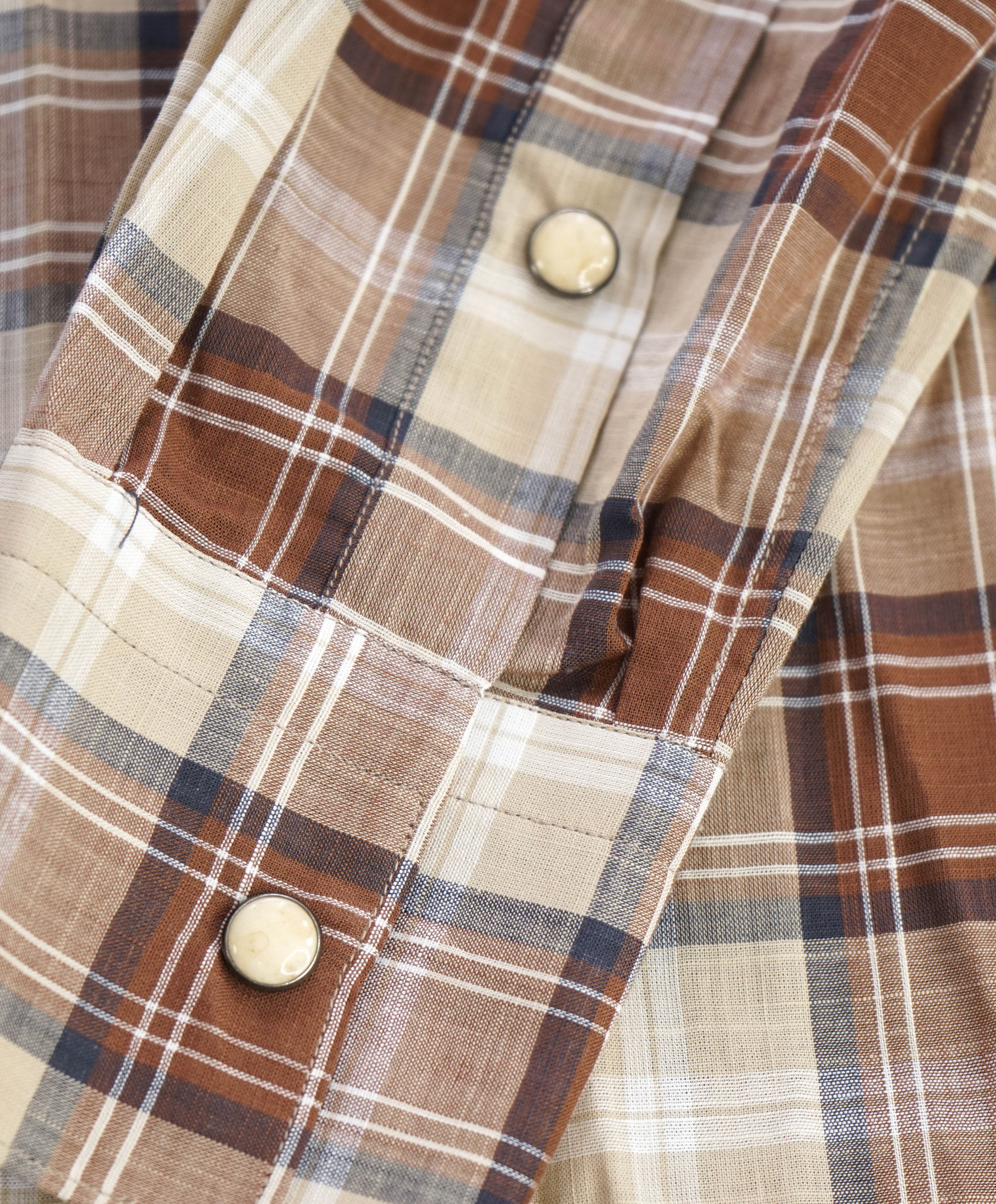 $395 ELEVENTY - Sand *Snap Front* Snap Texas Style Western Shirt - M