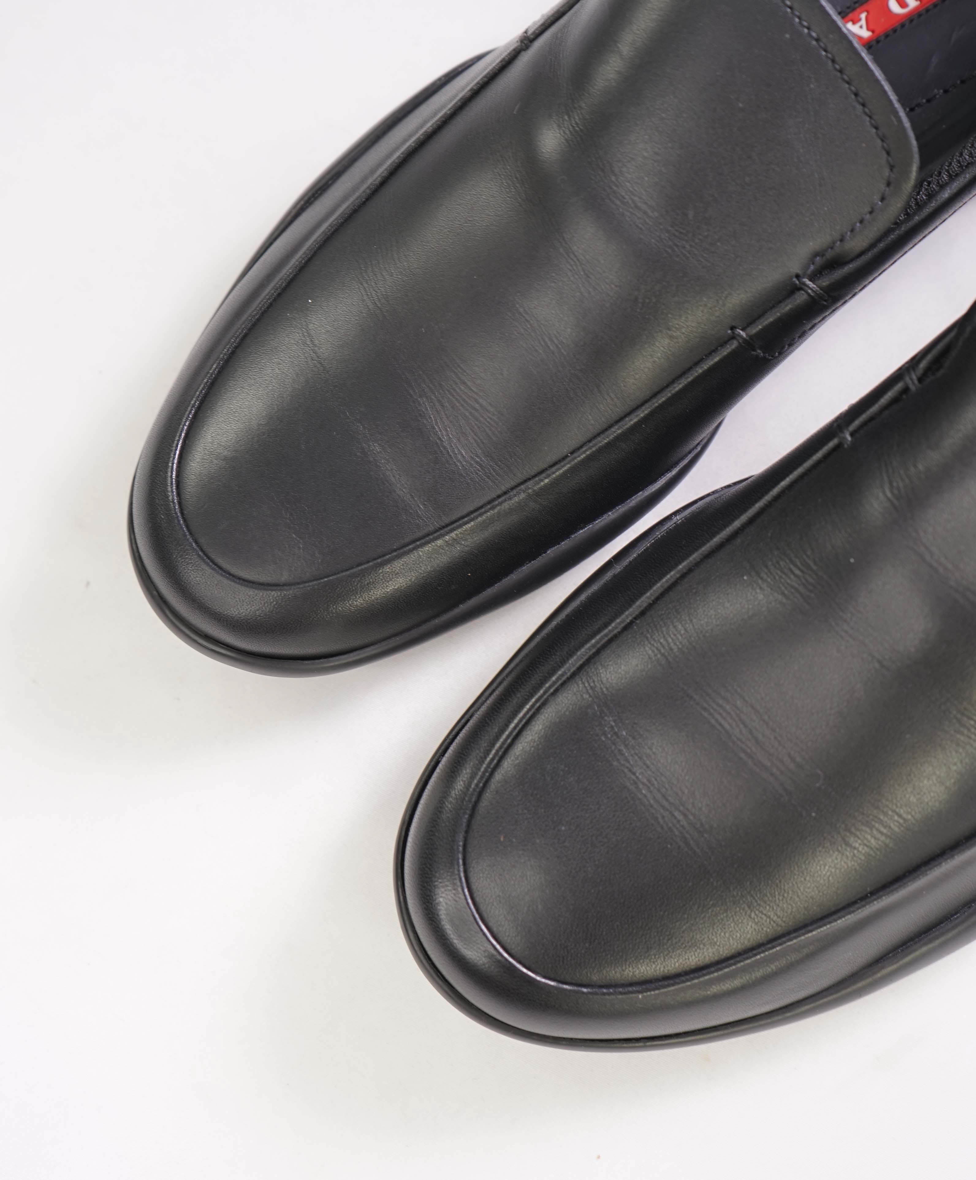 $795 PRADA - *LINEA ROSSA* Black Slip On Logo Vamp Loafer - 7 US (6 Prada)