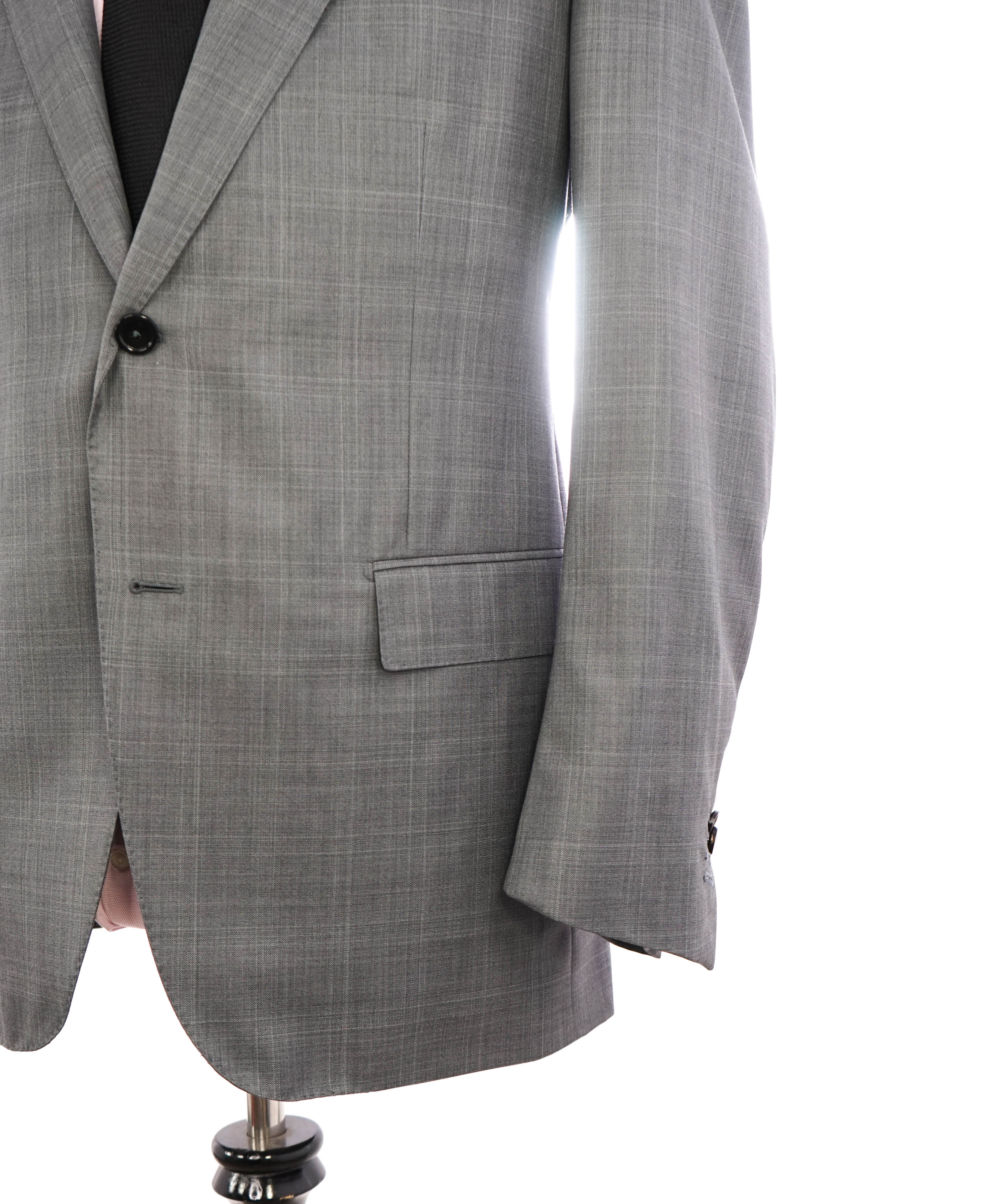 $4,690 ERMENEGILDO ZEGNA -"TROFEO 600" SILK Gray Check Suit - 44R