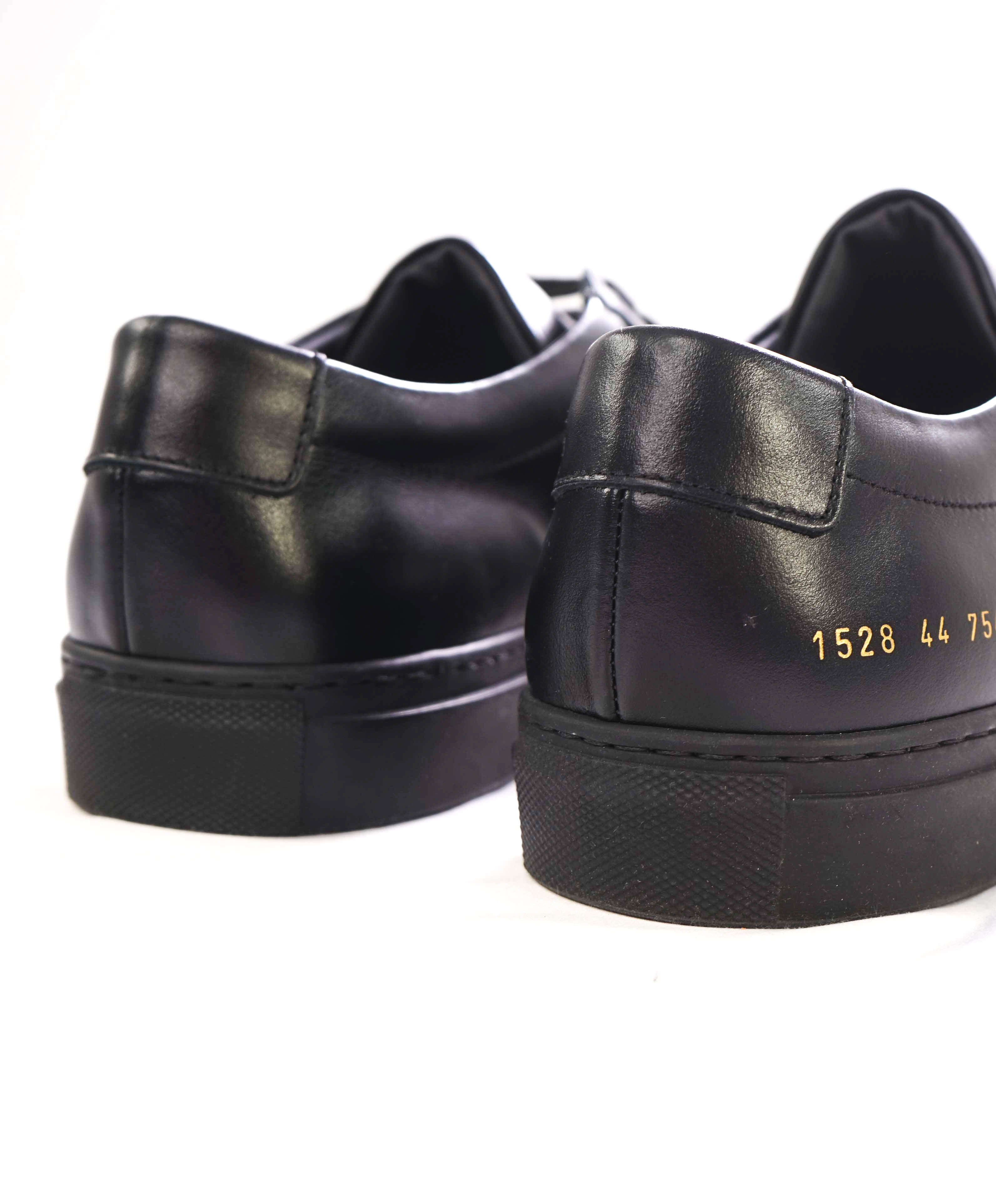 $440 COMMON PROJECTS - "Achilles" Black Leather Sneakers - 11 US (44EU)