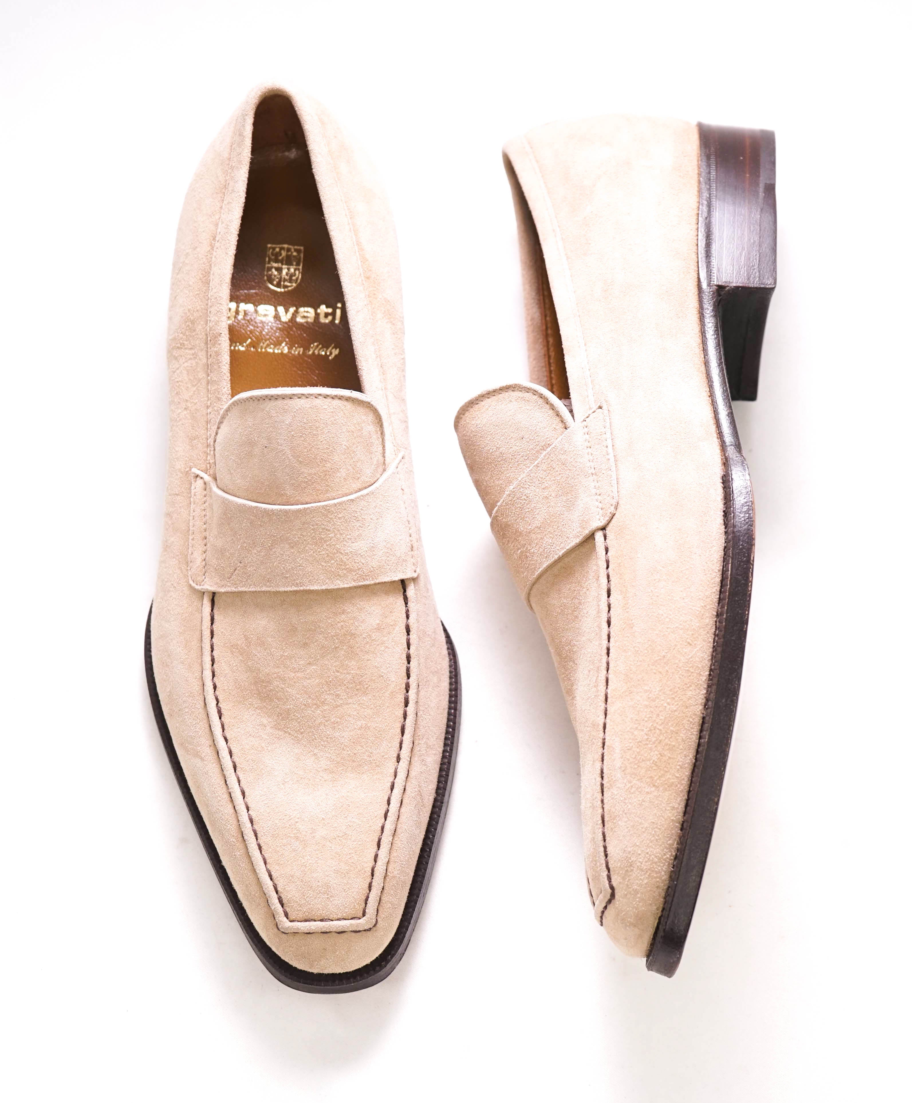 $750 GRAVATI - Neutral Suede Slip-On Loafer Contrast Stitch - 7 US (40 EU)