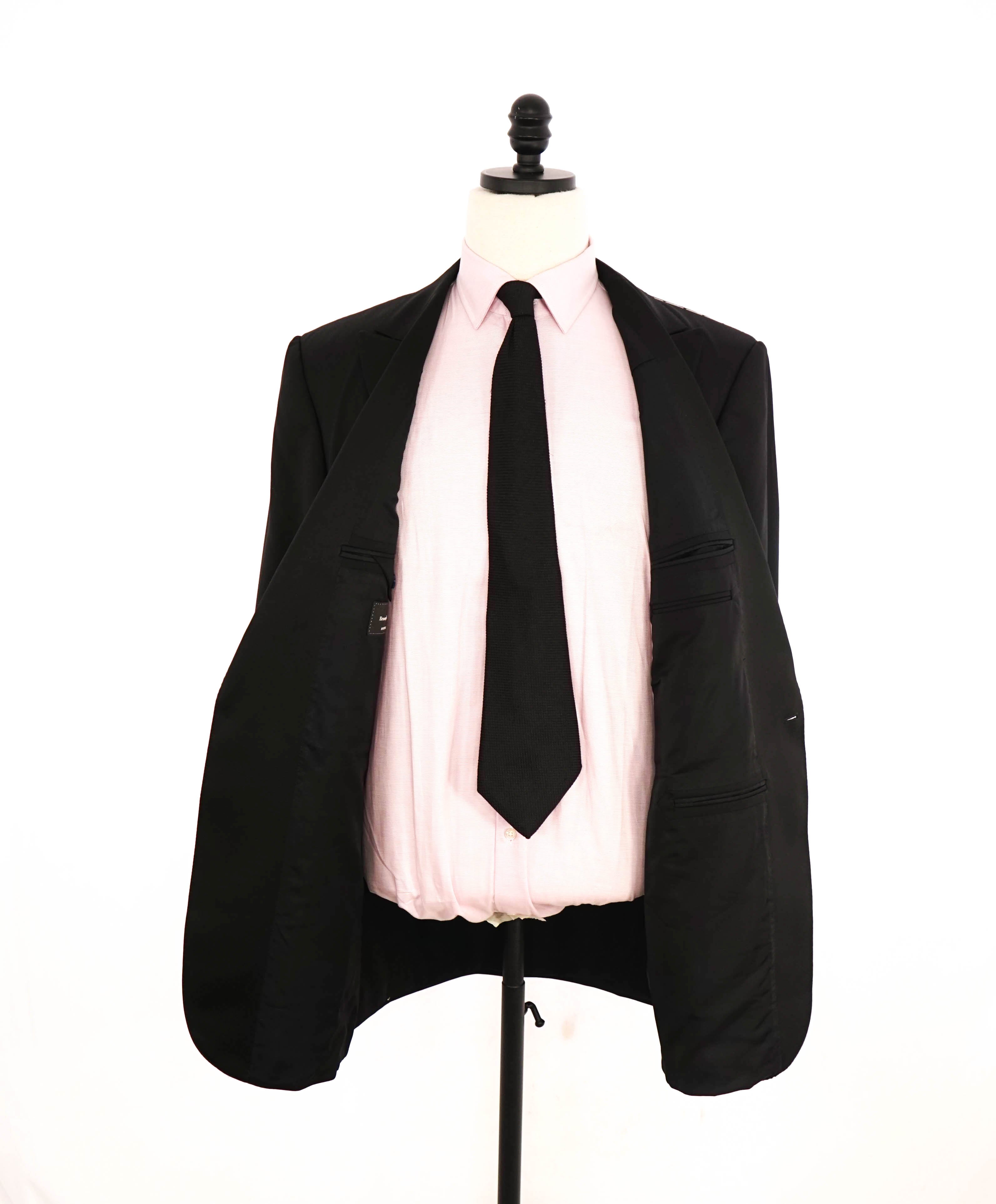 $3,995 ERMENEGILDO ZEGNA - PEAK LAPEL Black Wool Tuxedo 2-Piece - 44L