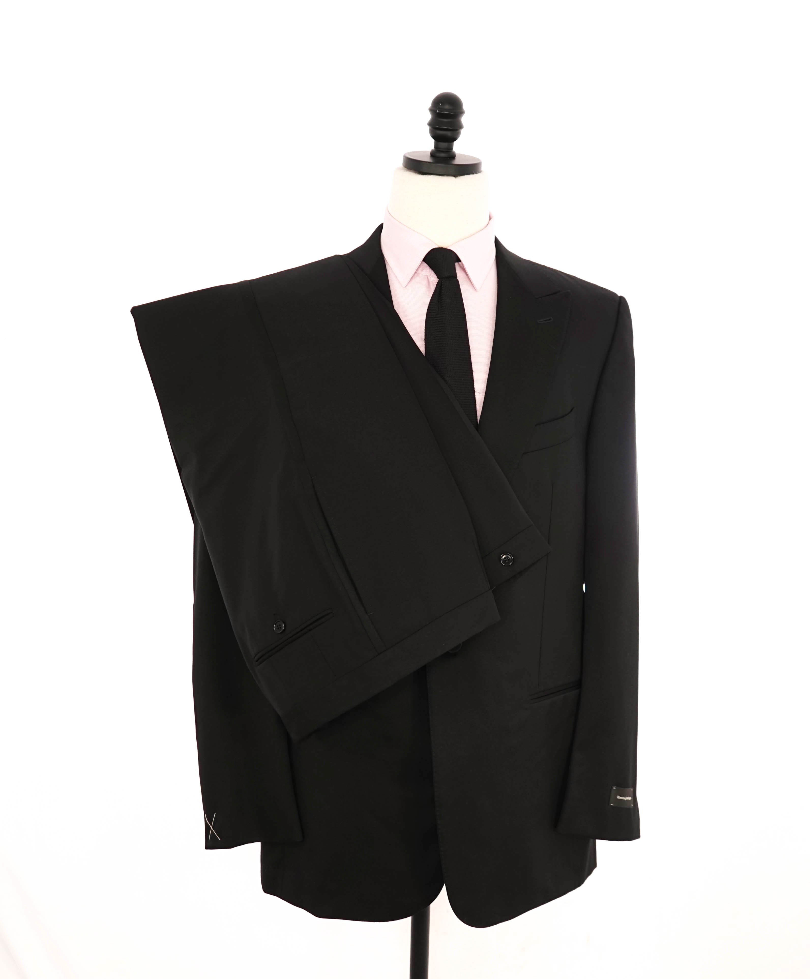 $3,995 ERMENEGILDO ZEGNA - PEAK LAPEL Black Wool Tuxedo 2-Piece - 44L