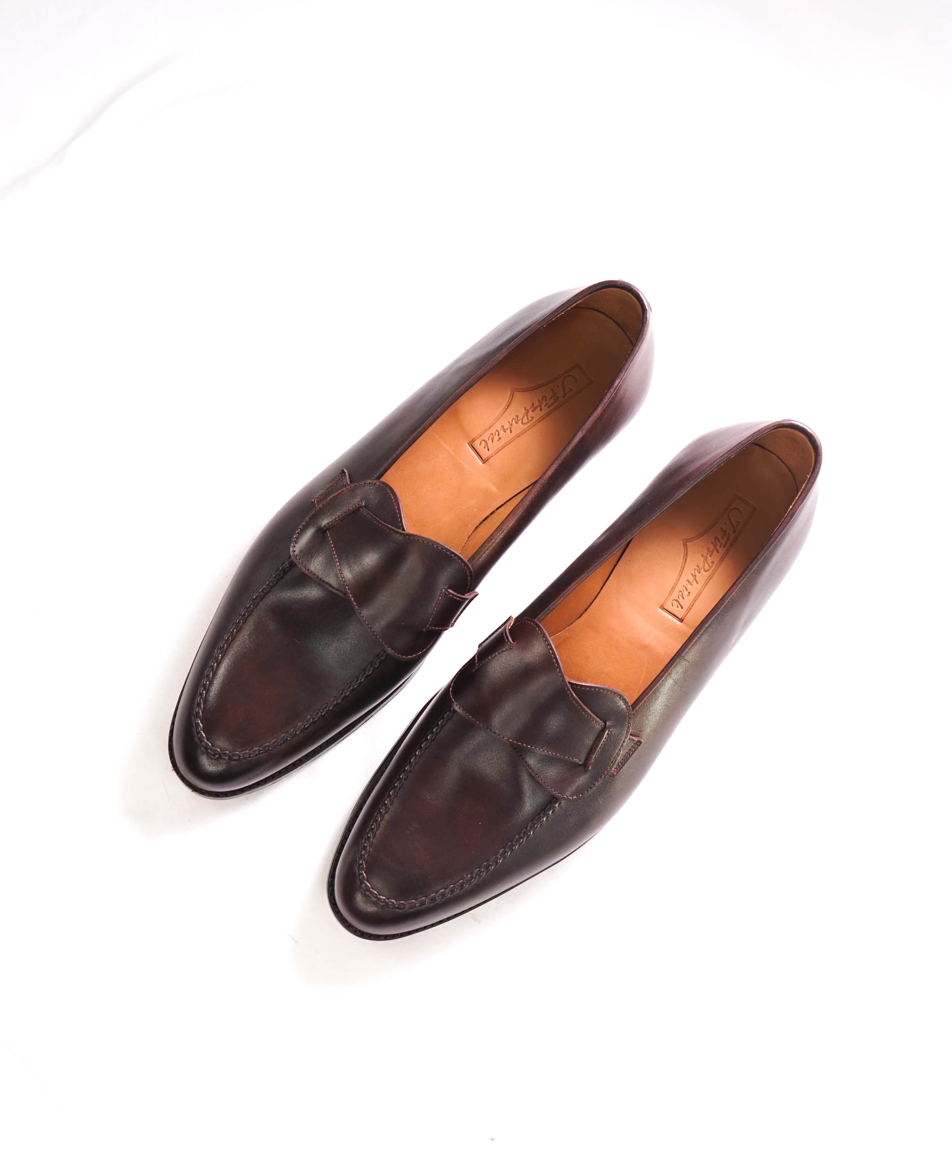 $550 J FITZPATRICK - "HAWTHORNE" Brown Loafers W Metal French Tip - 11.5 US (10.5UK)