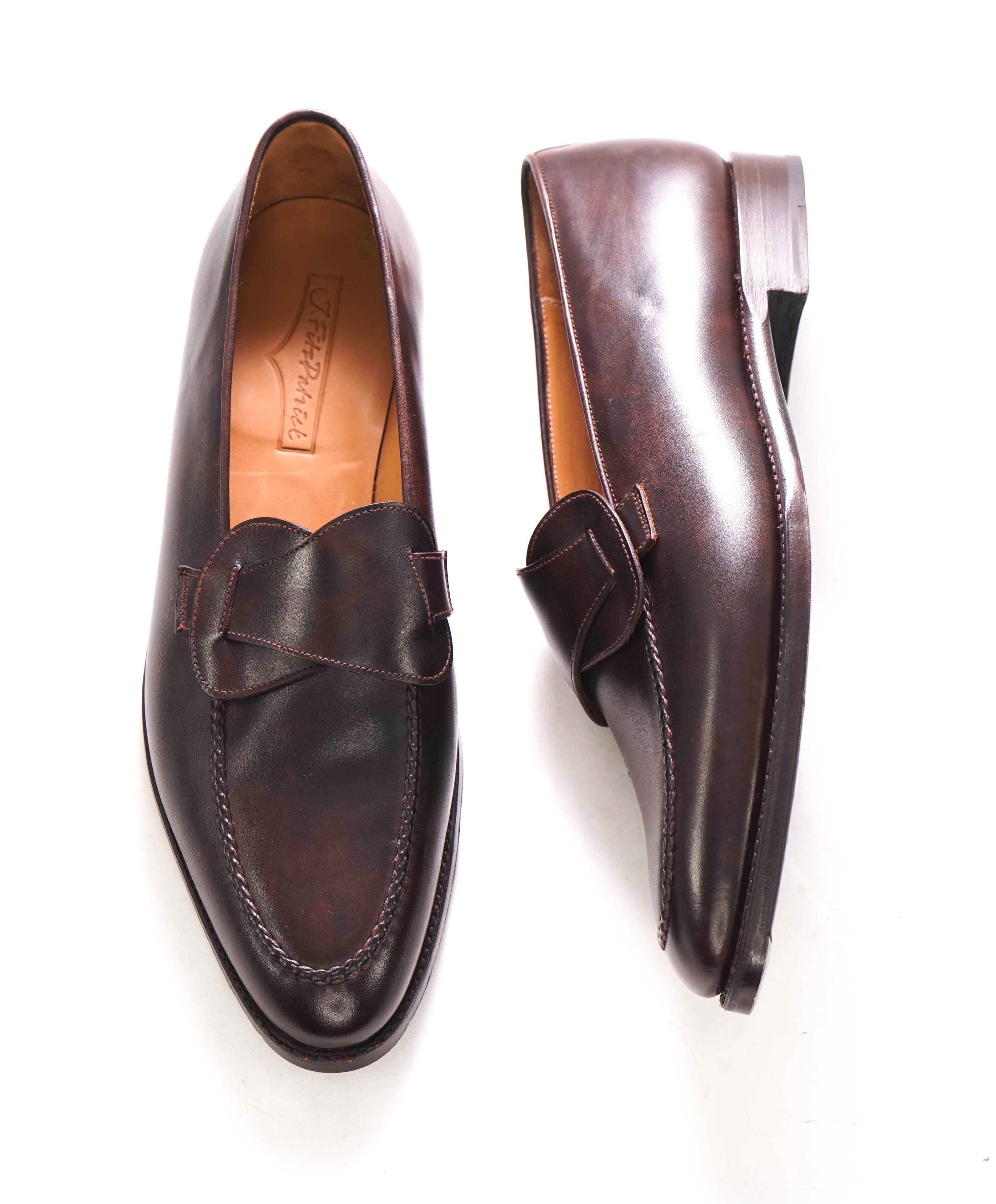 $550 J FITZPATRICK - "HAWTHORNE" Brown Loafers W Metal French Tip - 11.5 US (10.5UK)