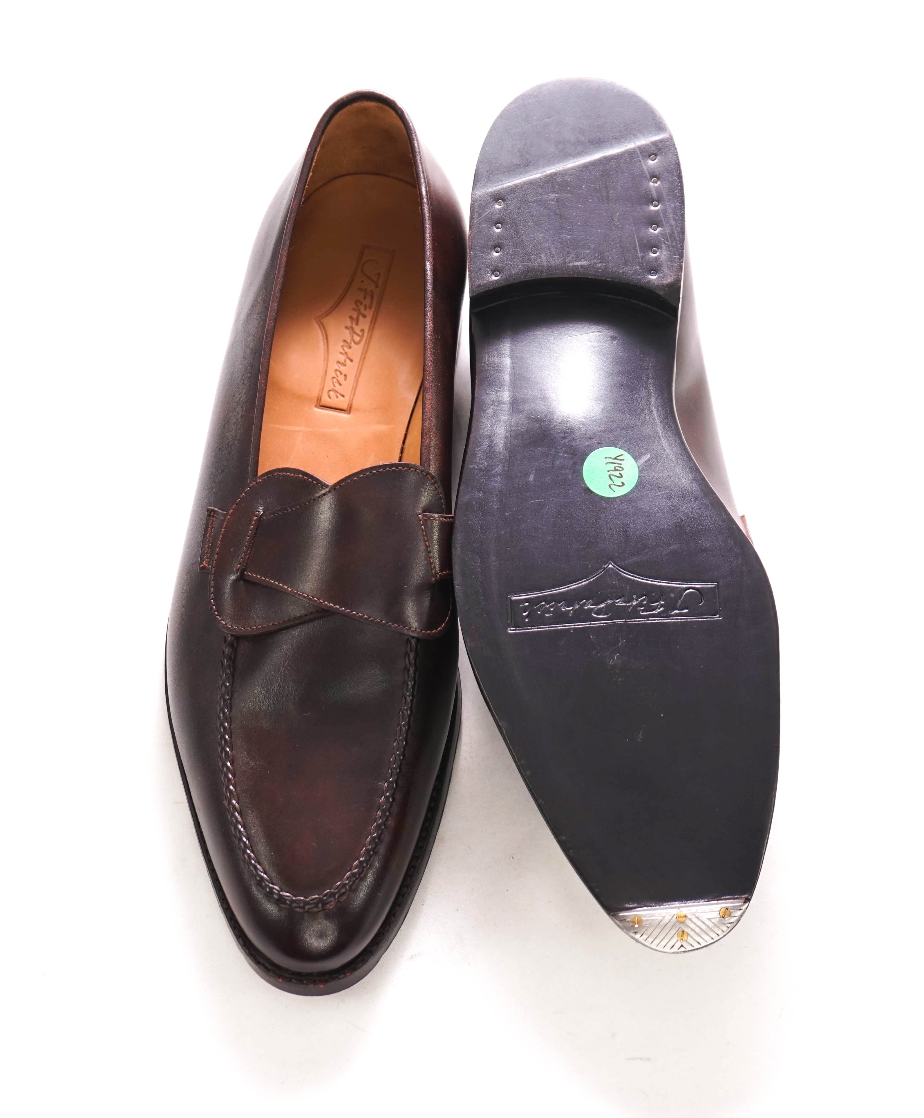 $550 J FITZPATRICK - "HAWTHORNE" Brown Loafers W Metal French Tip - 11.5 US (10.5UK)