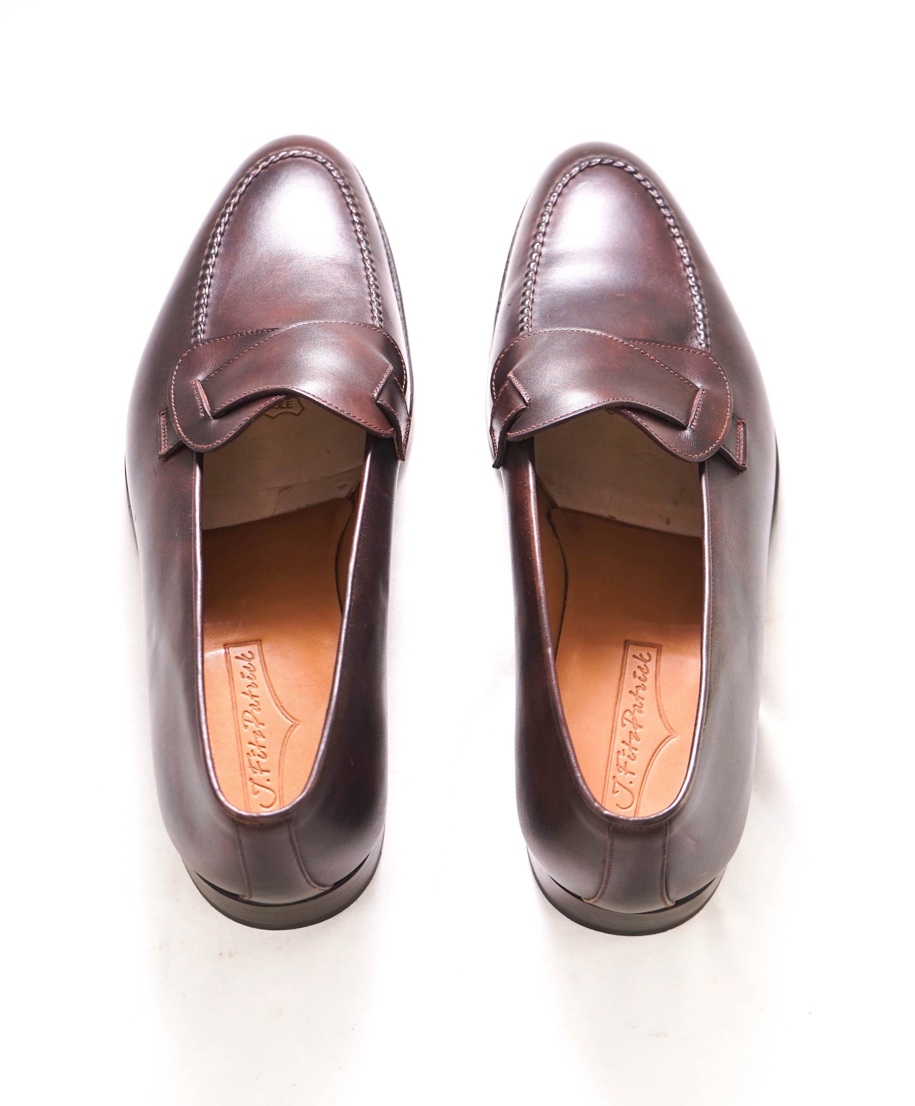 $550 J FITZPATRICK - "HAWTHORNE" Brown Loafers W Metal French Tip - 11.5 US (10.5UK)