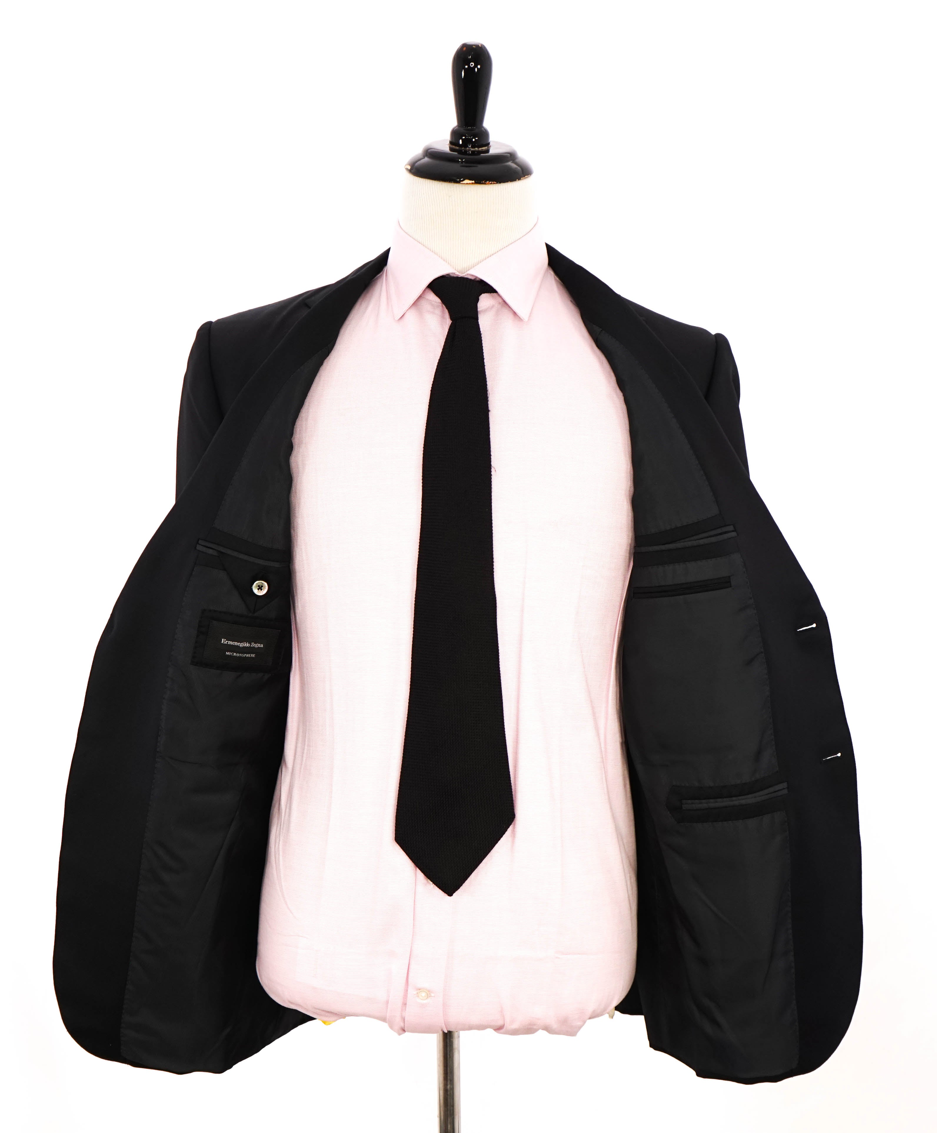 $3,250 ERMENEGILDO ZEGNA - "MICRONSPHERE" *Closet Staple* Black Suit - 44R 35W