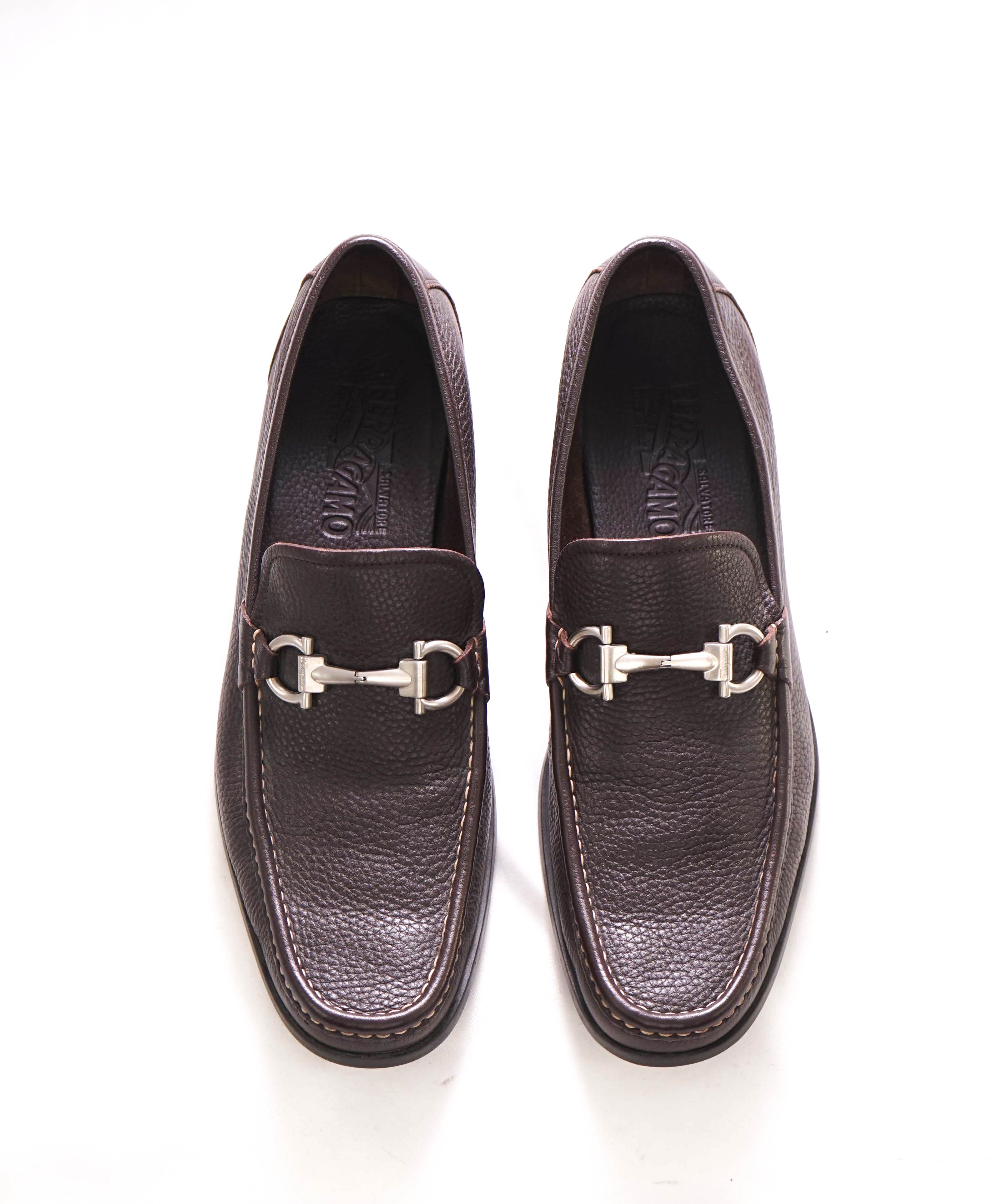 SALVATORE FERRAGAMO - “Magnifico” Brown Slip-On Loafer Logo Bit - 10 D US
