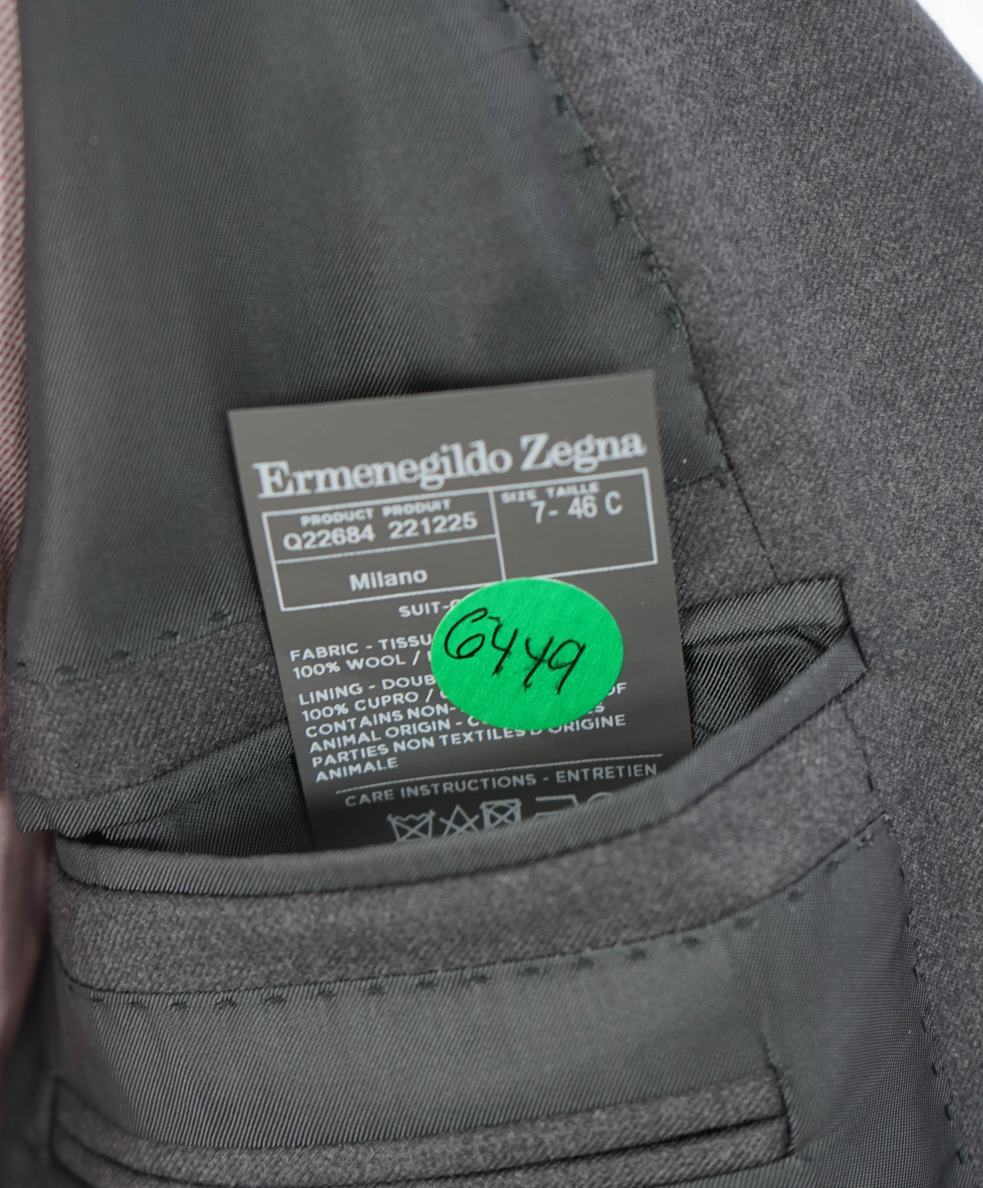 $3,995 ERMENEGILDO ZEGNA -"TROFEO" Charcoal Suit - 36S 33W