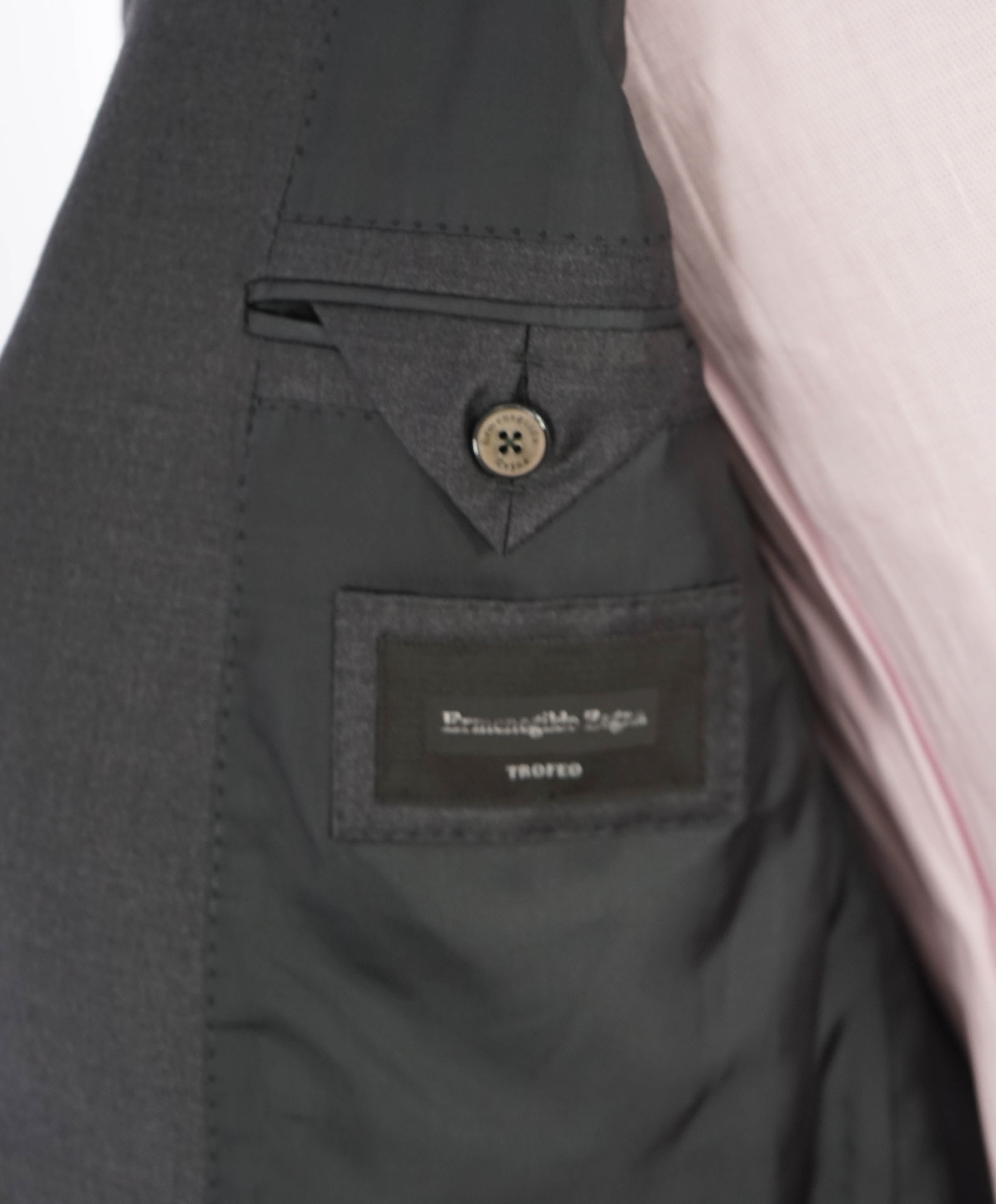 $3,995 ERMENEGILDO ZEGNA -"TROFEO" Charcoal Suit - 36S 33W
