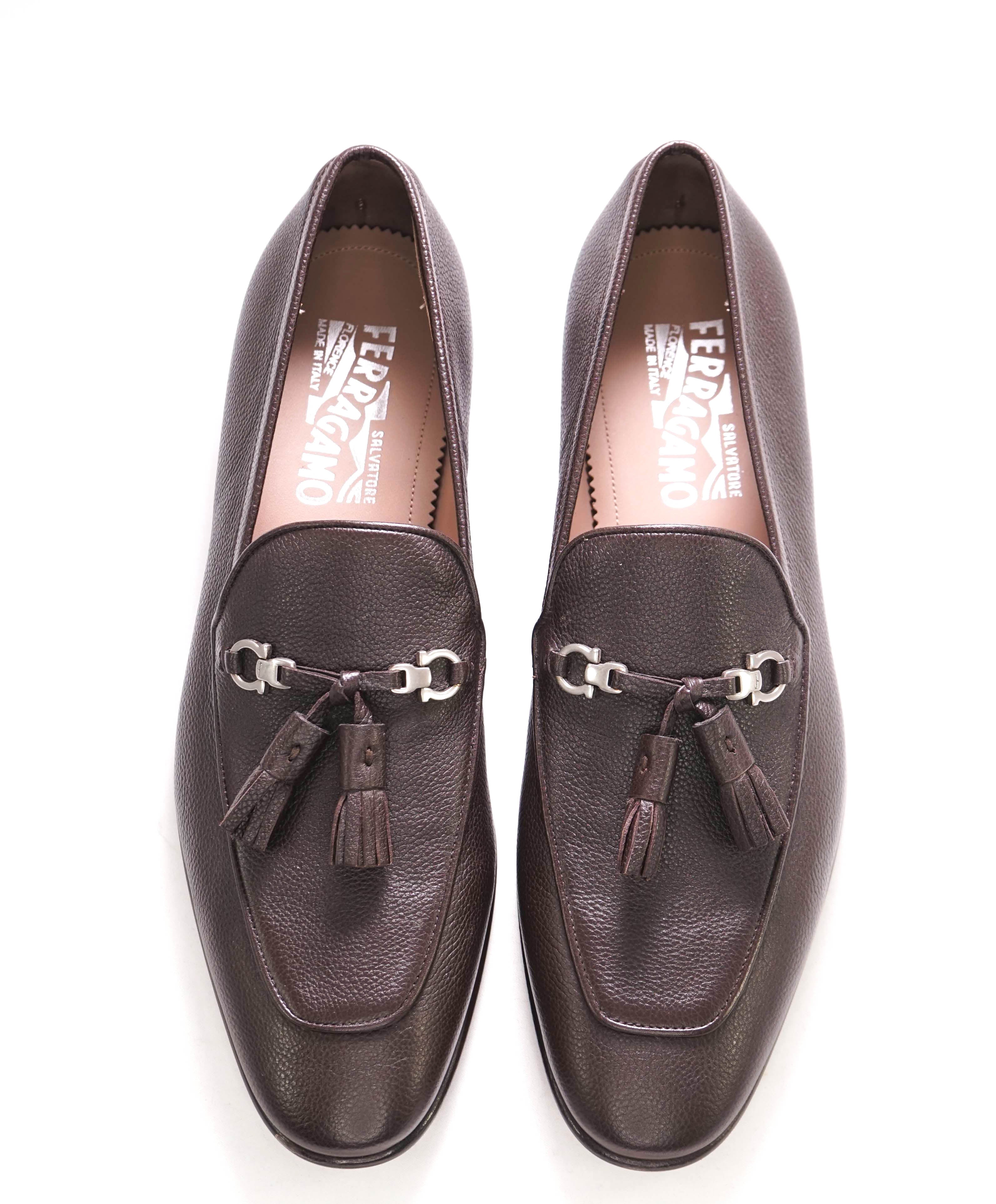 $860 SALVATORE FERRAGAMO - Brown Gancini Tassel Leather Loafer- 8 E