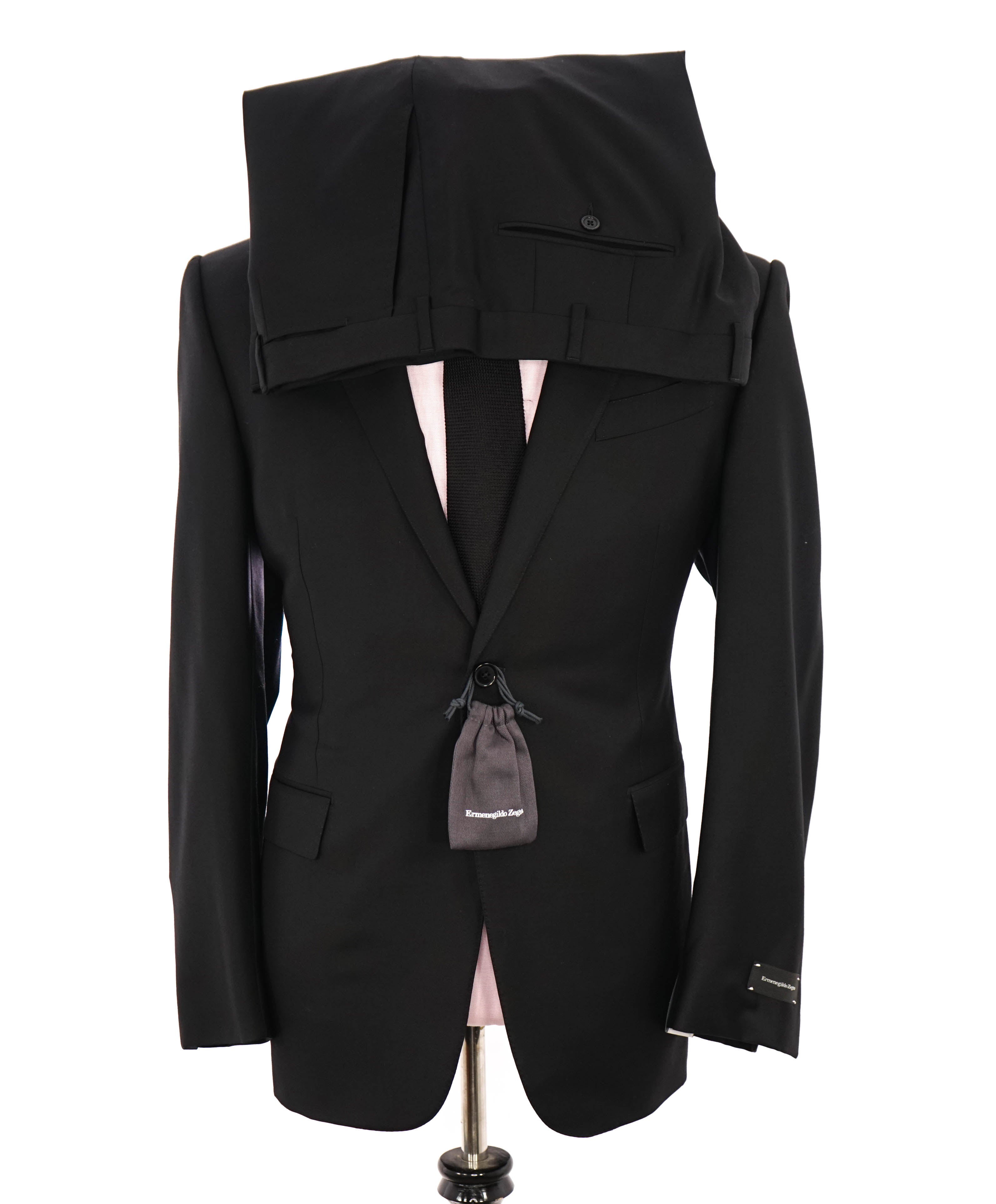 $3,995 ERMENEGILDO ZEGNA -"TROFEO" MILANO Black CLOSET STAPLE Suit - 46R