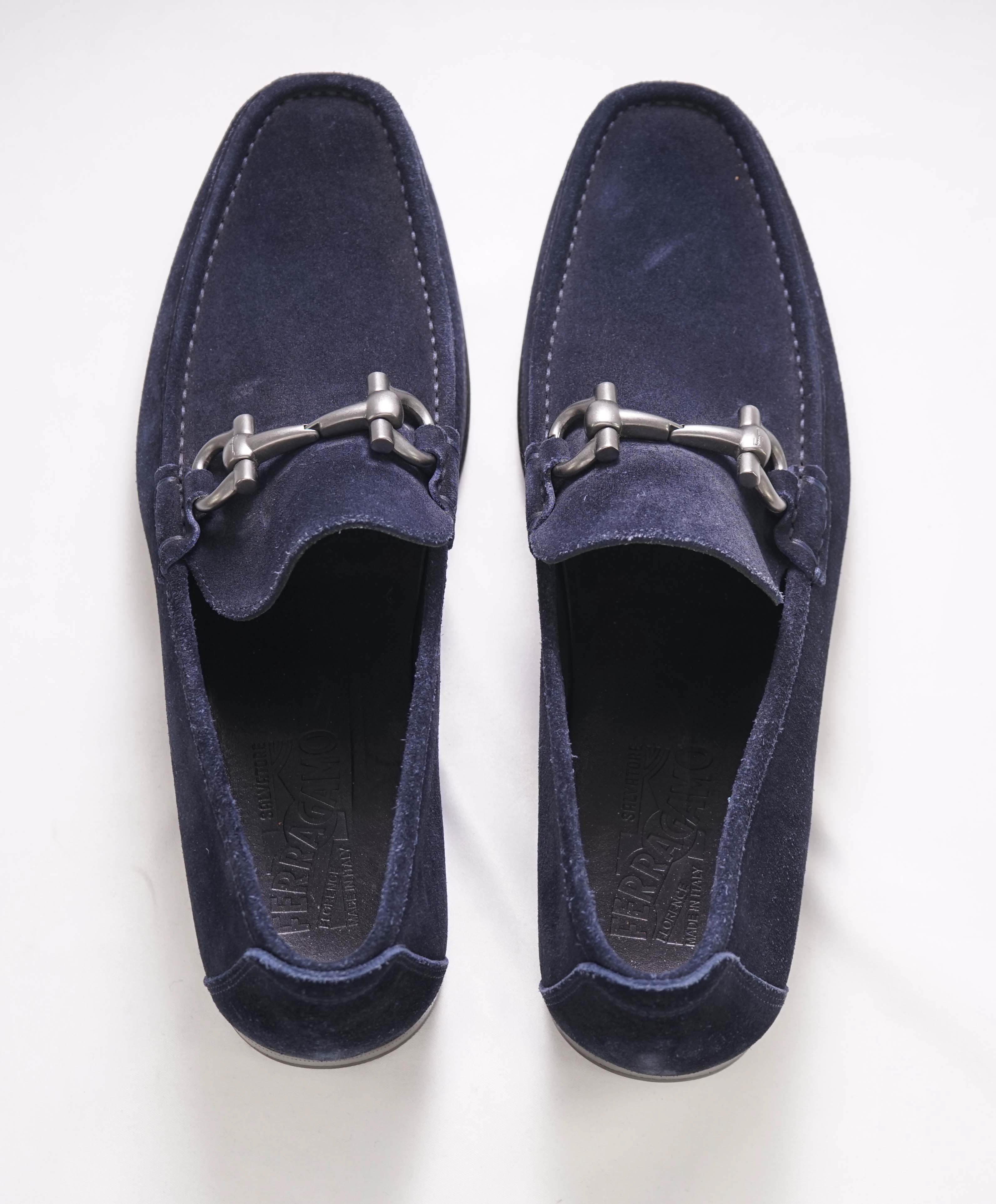 $700 SALVATORE FERRAGAMO - "GIORDANO" Navy Suede Loafer- 11D US