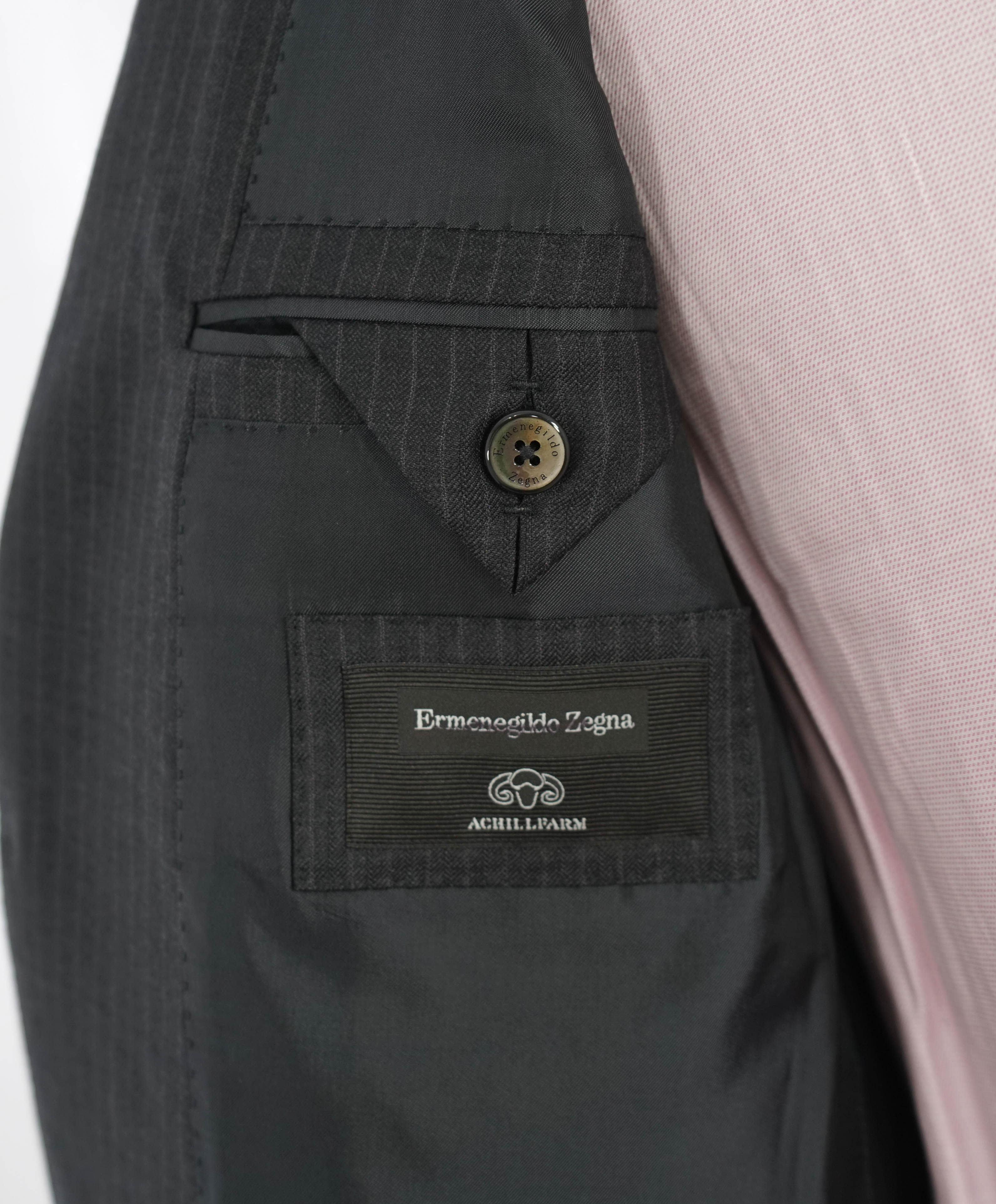 $3,695 ERMENEGILDO ZEGNA -“ACHILLFARM" SILK Gray Texture Suit - 38R