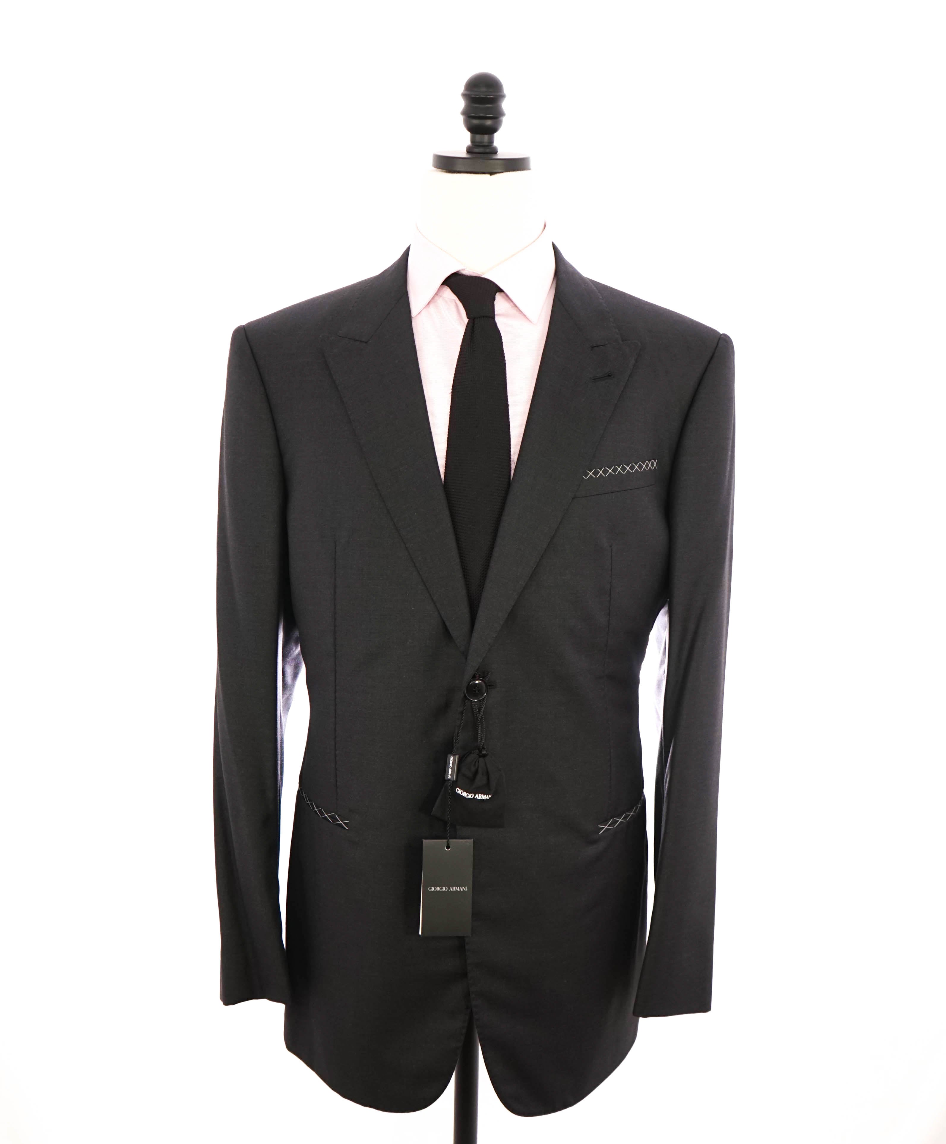 $4,595 GIORGIO ARMANI - "CAHMERE/WOOL" Gray Peak Lapel Suit - 48R