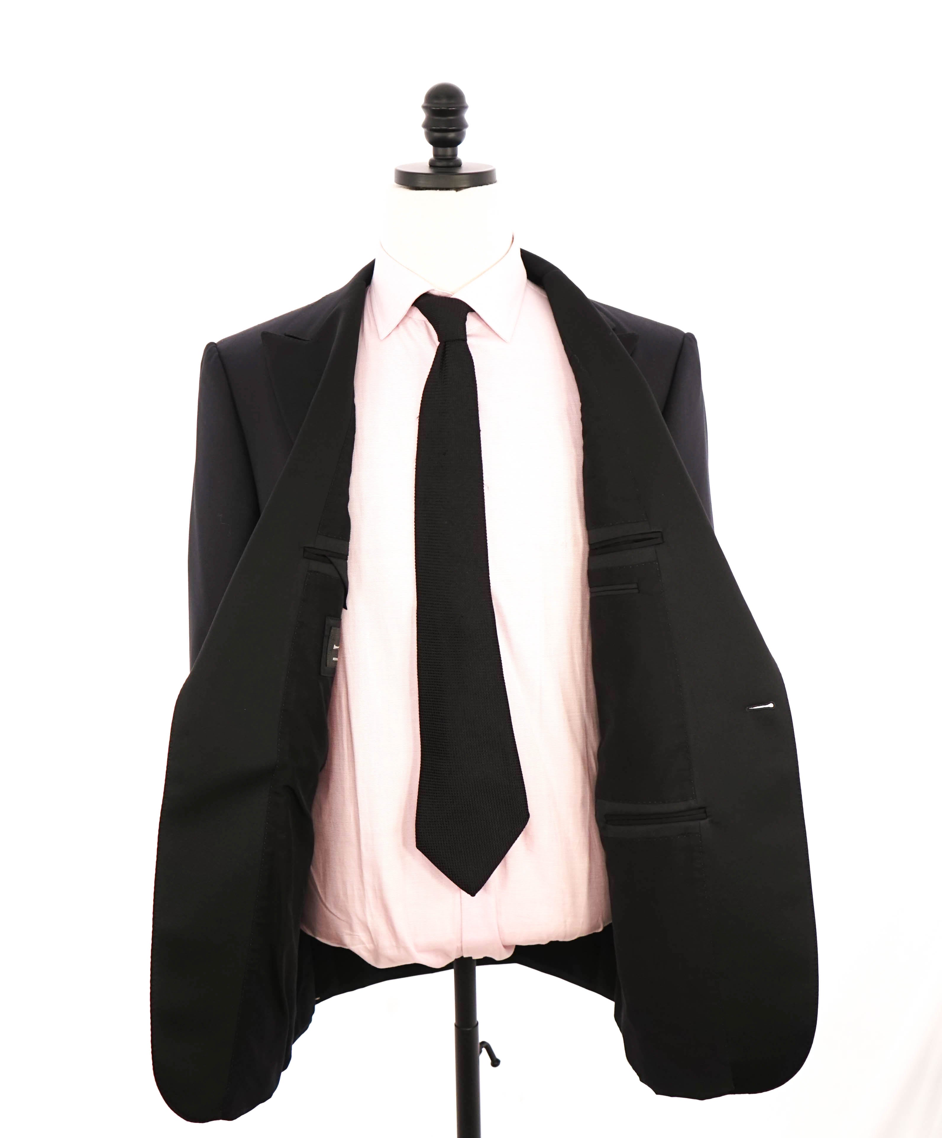 $3,995 ERMENEGILDO ZEGNA - PEAK LAPEL Black Wool Tuxedo- 42R