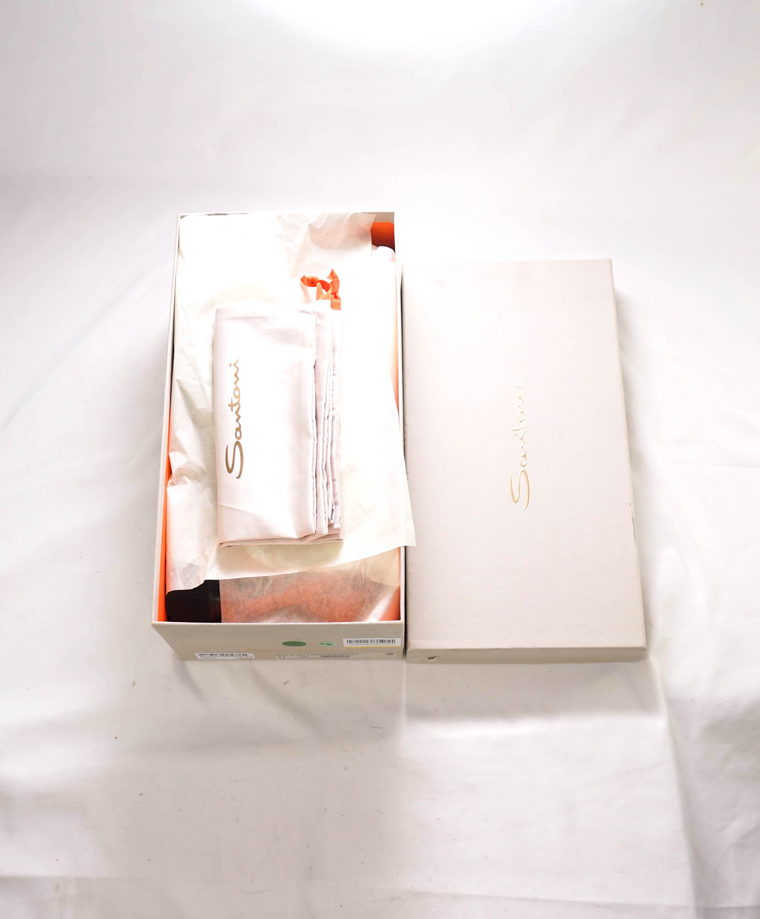 $1,250 SANTONI - Black Lug Sole Oxfords With Cap Toe - 12 US (11 UK)