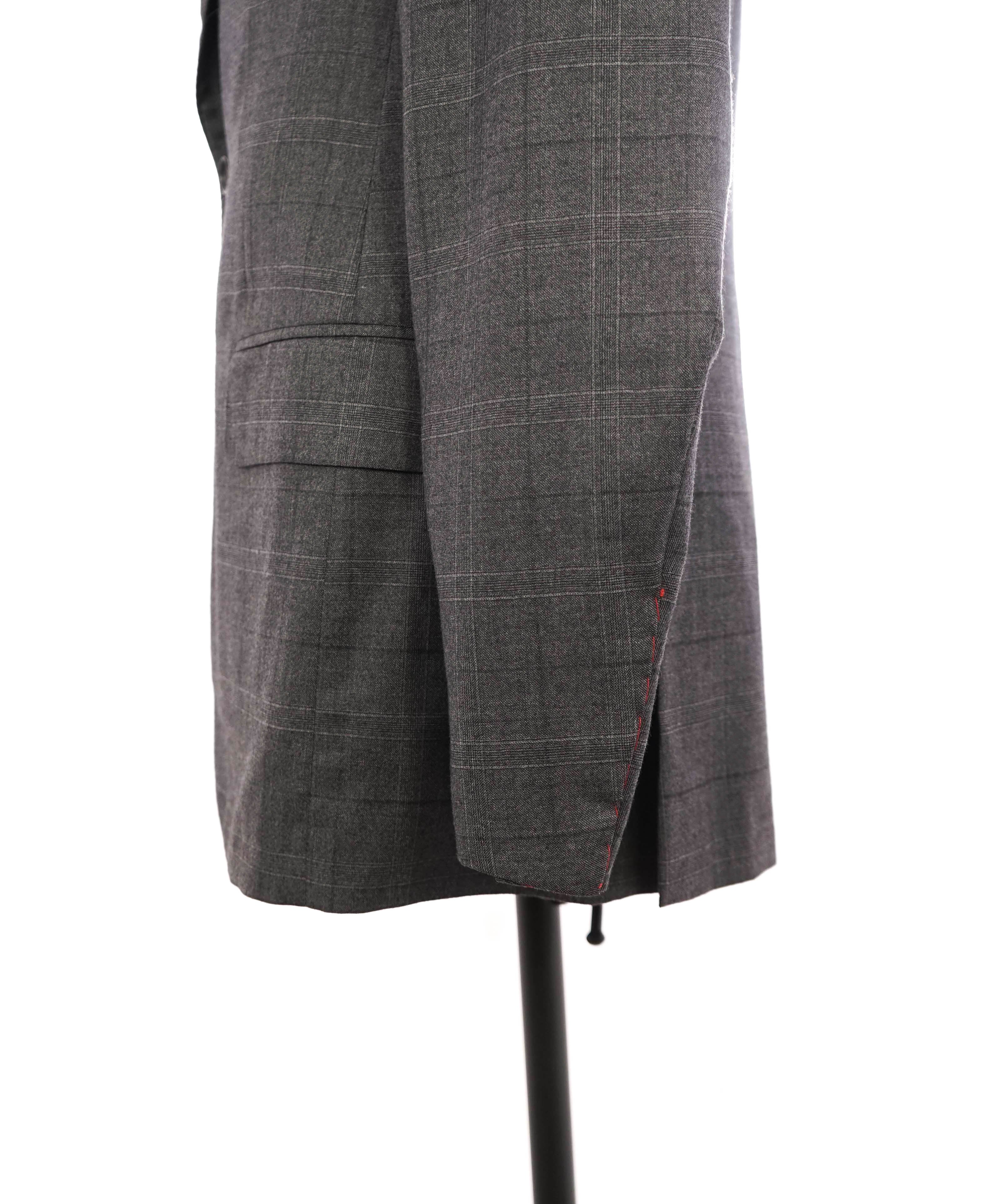 $4,295 ISAIA - Gray Check Plaid *CLOSET STAPLE* Coral Pin Suit - 40R