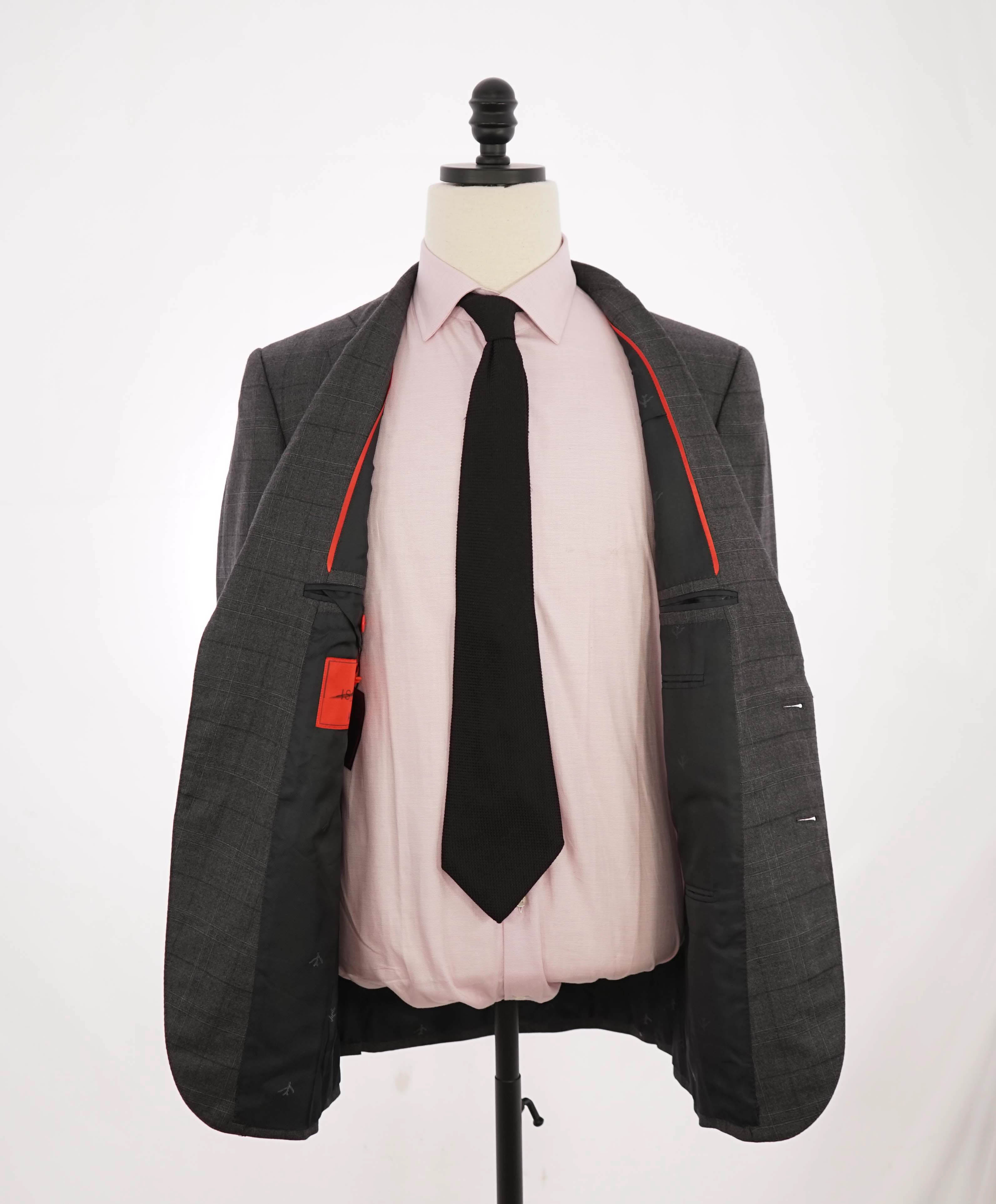 $4,295 ISAIA - Gray Check Plaid *CLOSET STAPLE* Coral Pin Suit - 40R